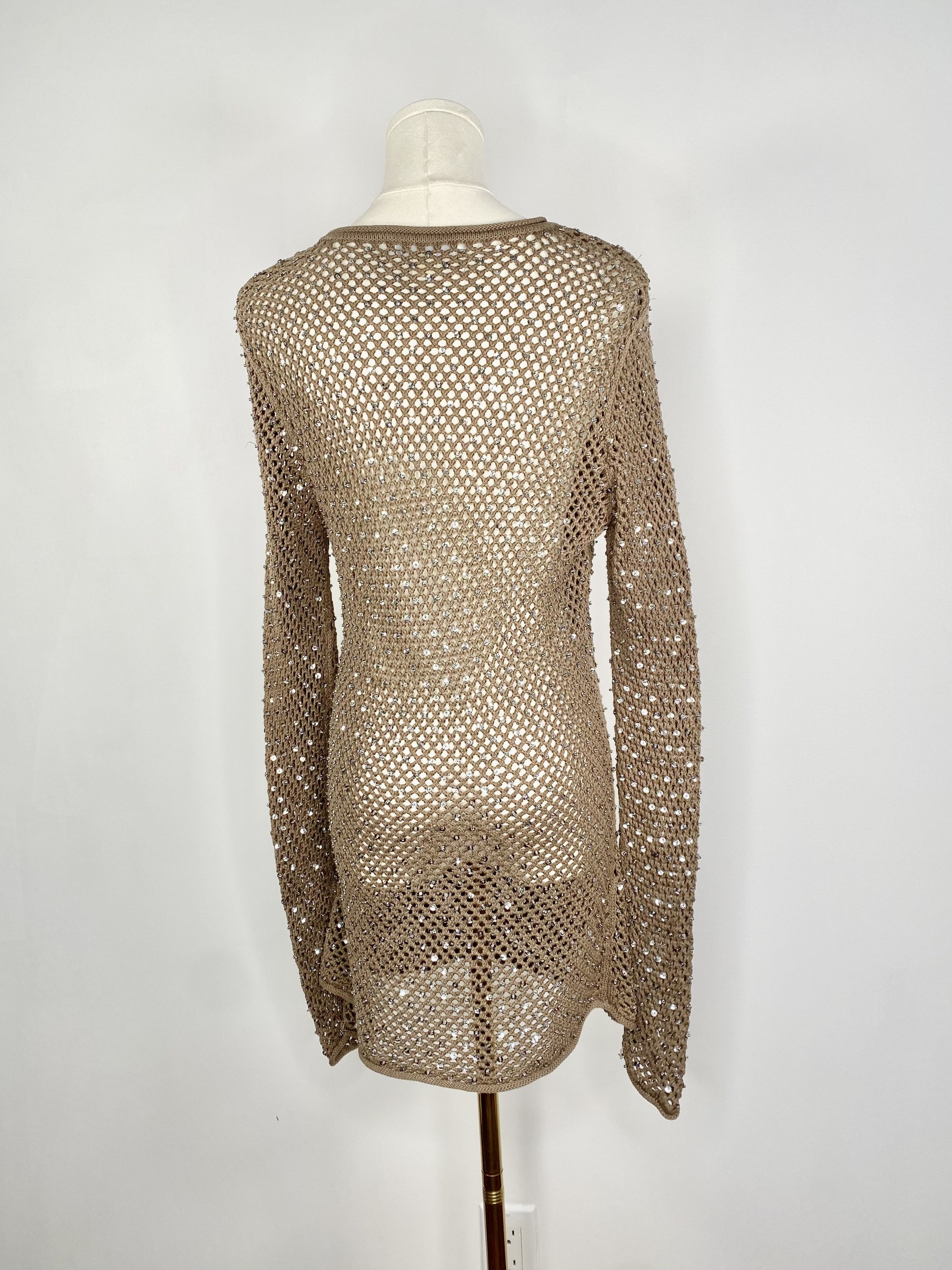 Michael Kors Michael Kors - Brown Crochet Large Knit Sweater Dress Size L / US 10 / IT 46 - 4 Thumbnail