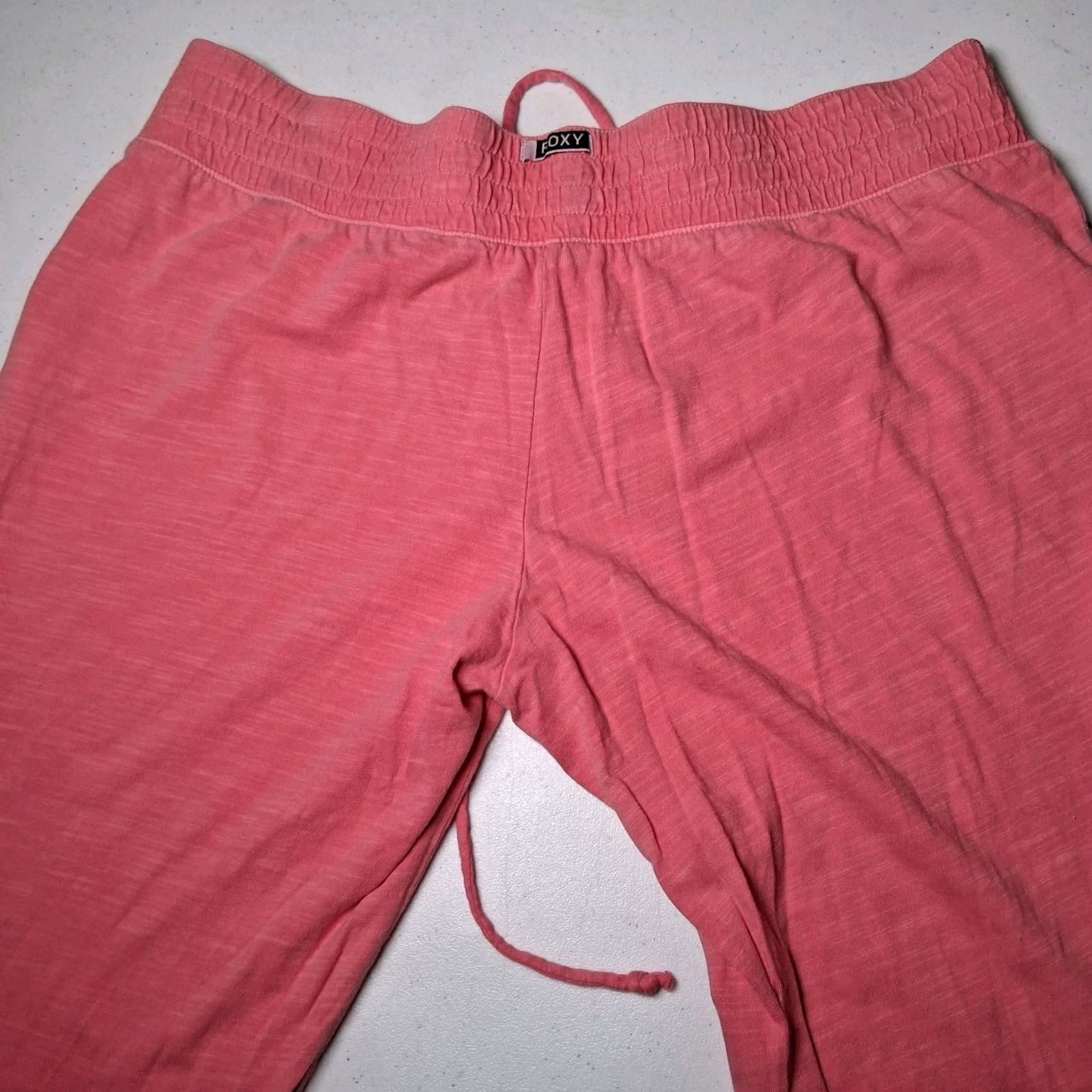 Vintage ROXY Estilo Pants M Pink Burnout Knit Bootcut Lace Up Athleisure Y2K Low Rise Womens Grow? Size 32" / US 10 / IT 46 - 7 Thumbnail