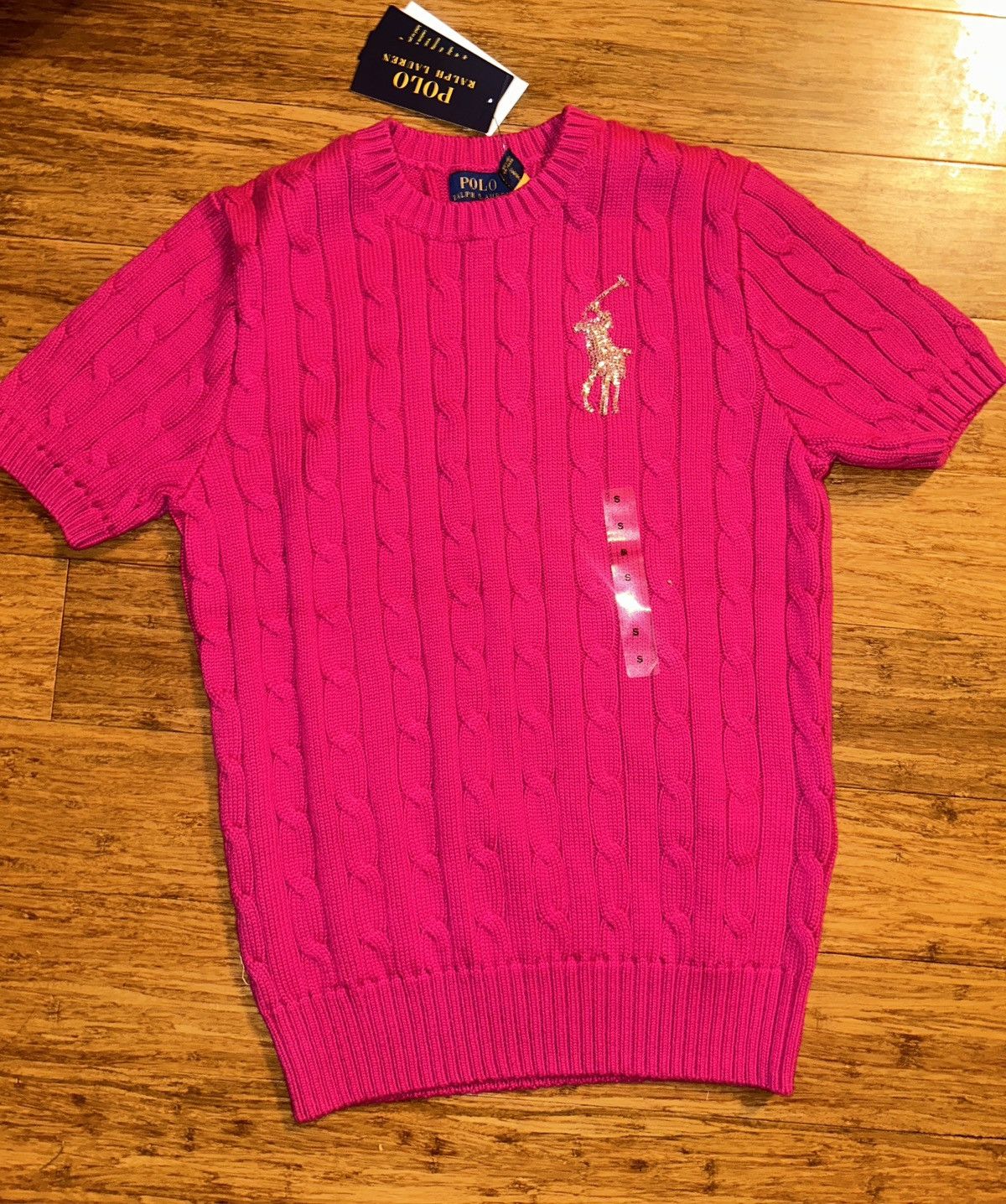 Polo Ralph Lauren Polo Ralph Lauren Short Sleeve Cable Knit Sweater Bead Pony Size S / US 4 / IT 40 - 1 Thumbnail