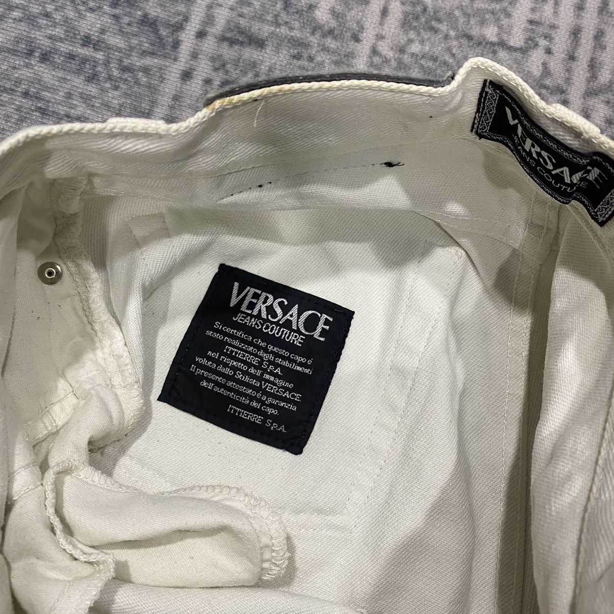 Versace × Versace Jeans Couture Sick☠️ Versace White Denim Jeans 90s Size US 29 - 13 Thumbnail
