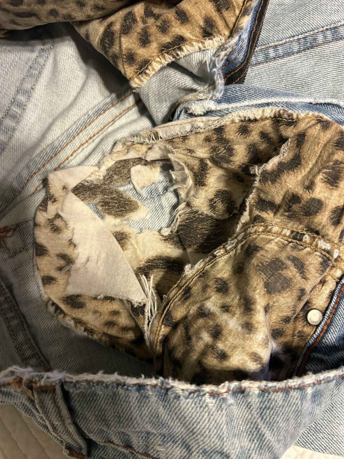 Roberto Cavalli ONE OF A KIND 2004 Runway Archive Hand Painted White Tiger Size US 29 - 12 Thumbnail