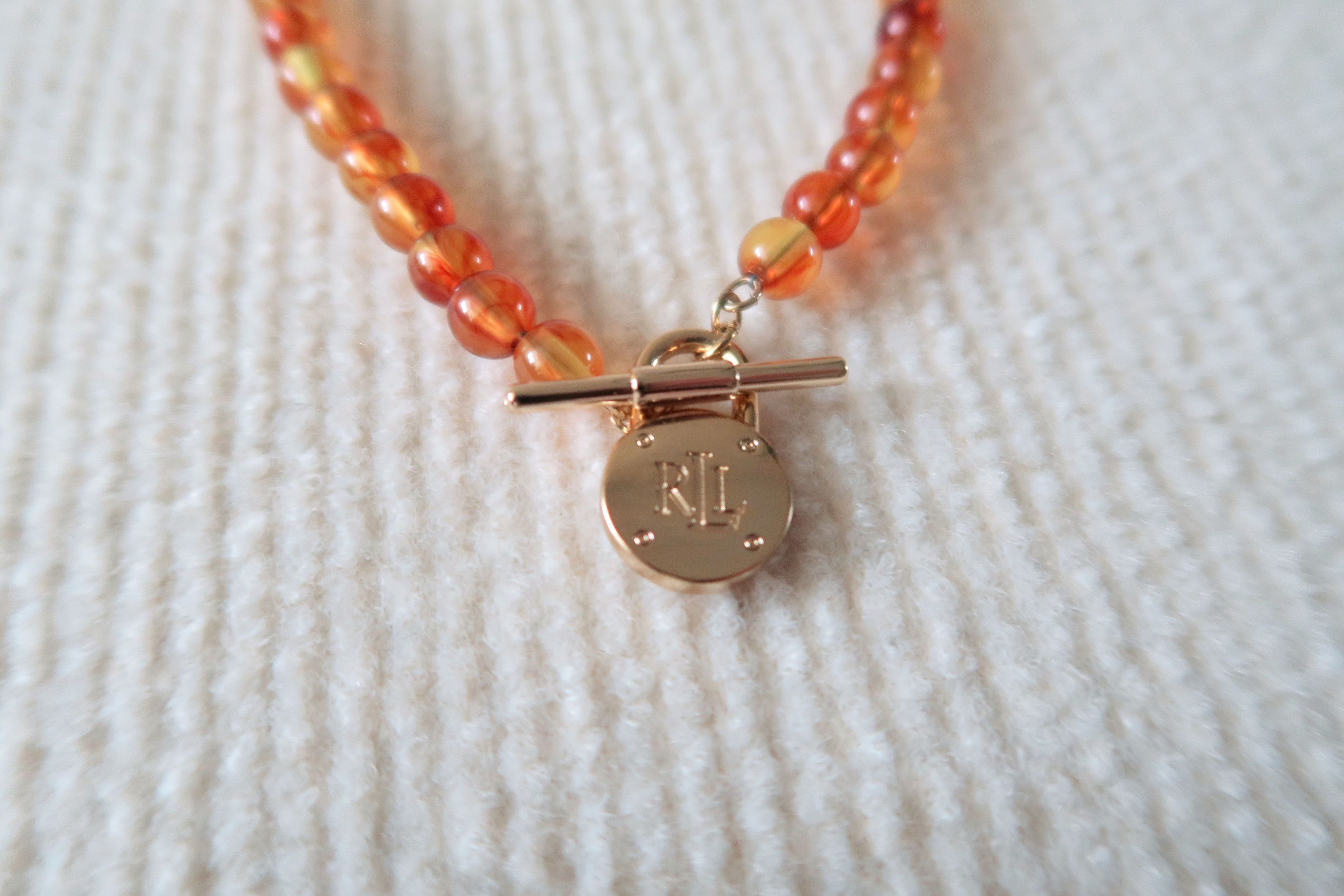 Ralph Lauren Ralph Lauren Unisex RL Polo Charm Brown Beaded Necklace Size ONE SIZE - 6 Thumbnail