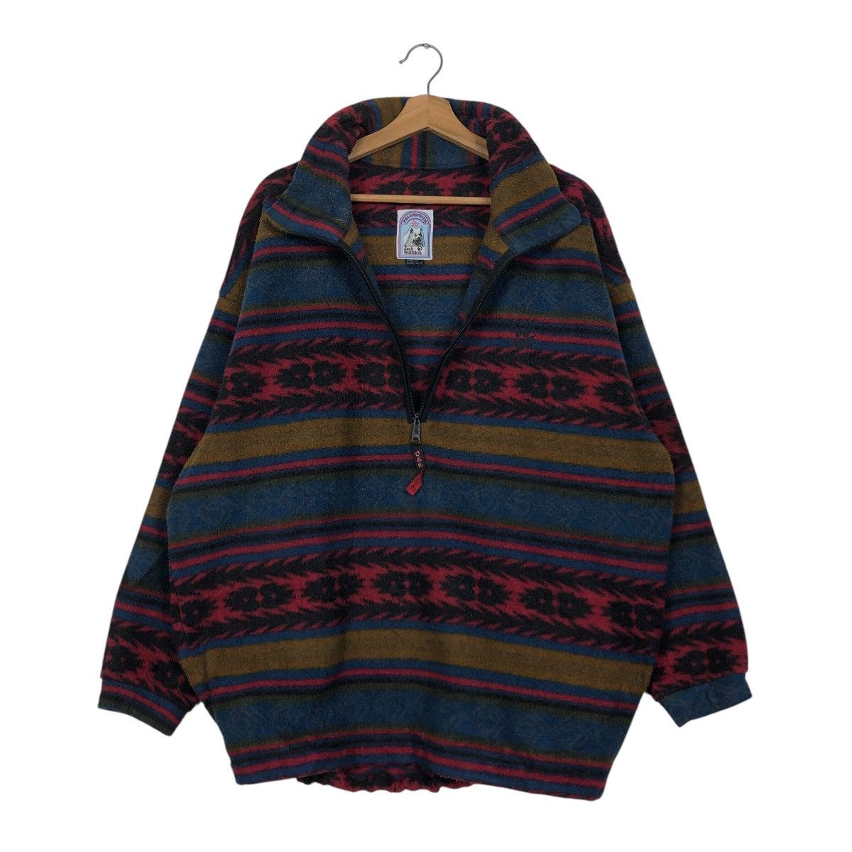 Japanese Brand 📌Vintage Fleece Jacket Jack Wolf Navajo Native Design Size US M / EU 48-50 / 2 - 12 Thumbnail