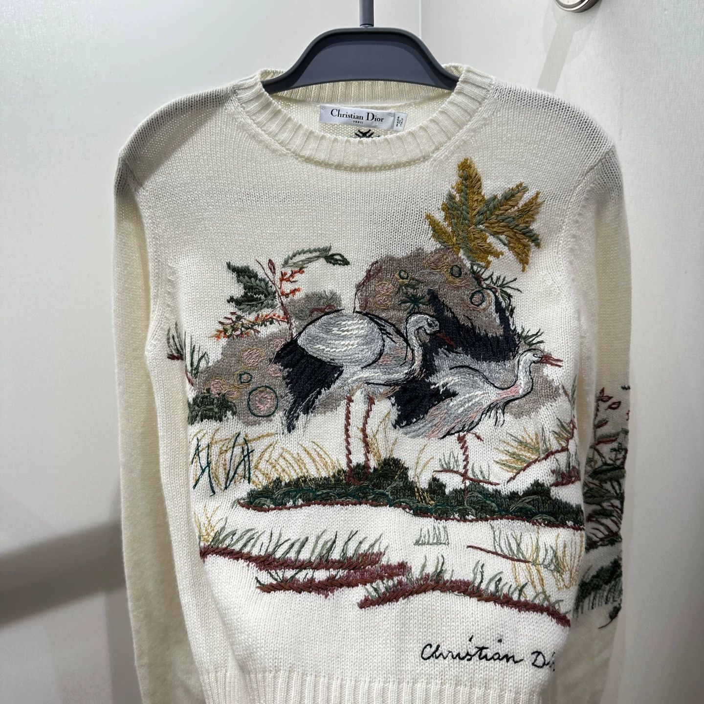 Christian Dior Monsieur Dior 38 Red-crowned Crane Embroidery Cashmere Knit mar596 Size S / US 4 / IT 40 - 6 Thumbnail