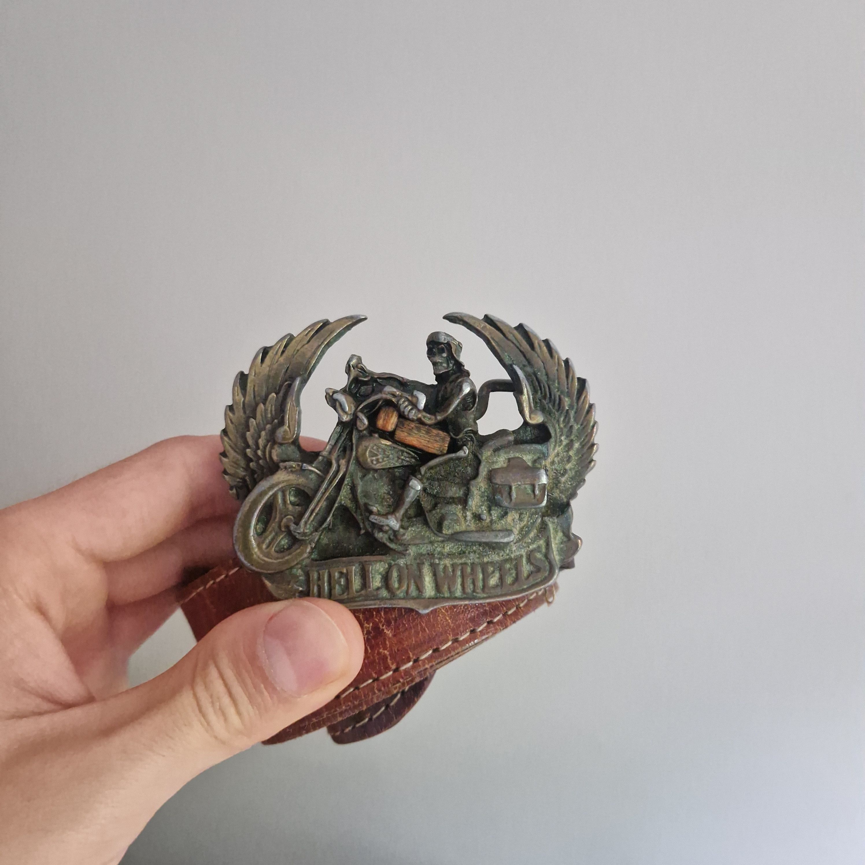 Vintage Vintage "Hell on Wheels" Belt with Chopper & Skeleton Buckle Size ONE SIZE - 1 Thumbnail