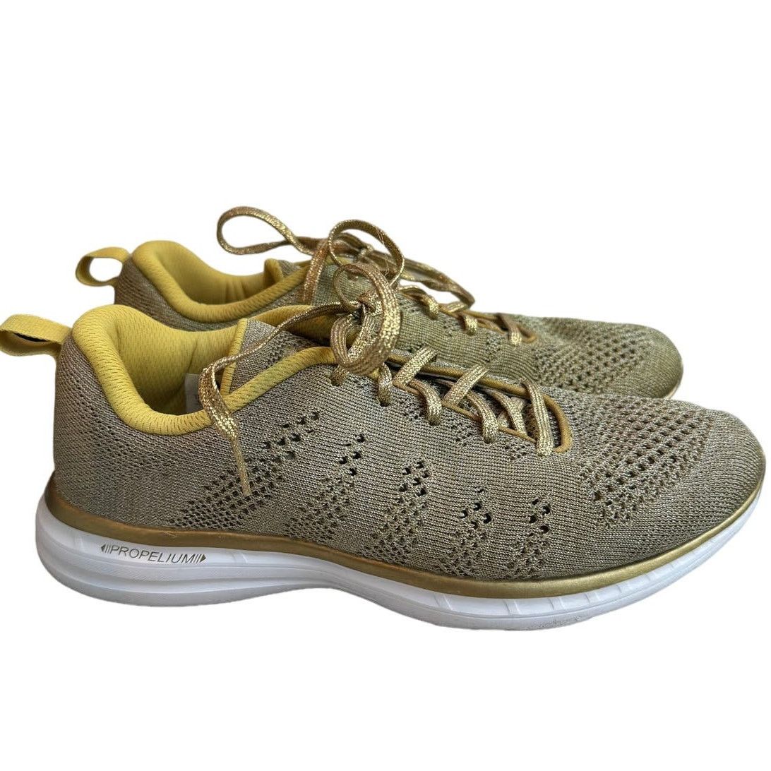 Athletic Propulsion Labs APL: Athletic Propulsion Labs Techloom 24k Pro Gold Sneakers Size US 10 / IT 40 - 1 Thumbnail