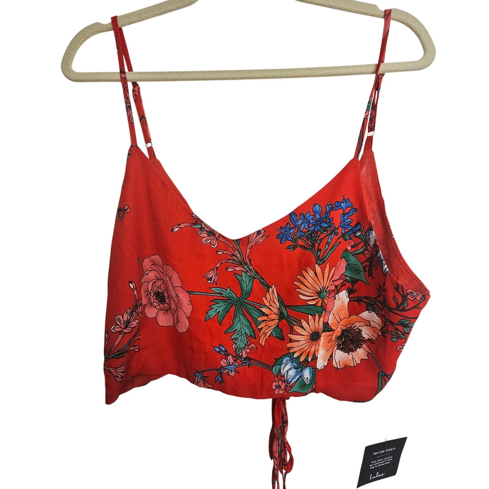 Lululemon NEW Lulu's Red Floral Print 2-Pc. Set Wrap Skirt Crop Top XL Size XL / US 12-14 / IT 48-50 - 1 Thumbnail