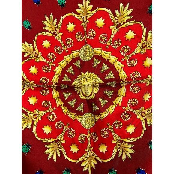 Versace Vintage 90s Gianni Versace Medusa Lady bug 17 x17 Scarf Pock Size ONE SIZE - 2 Thumbnail