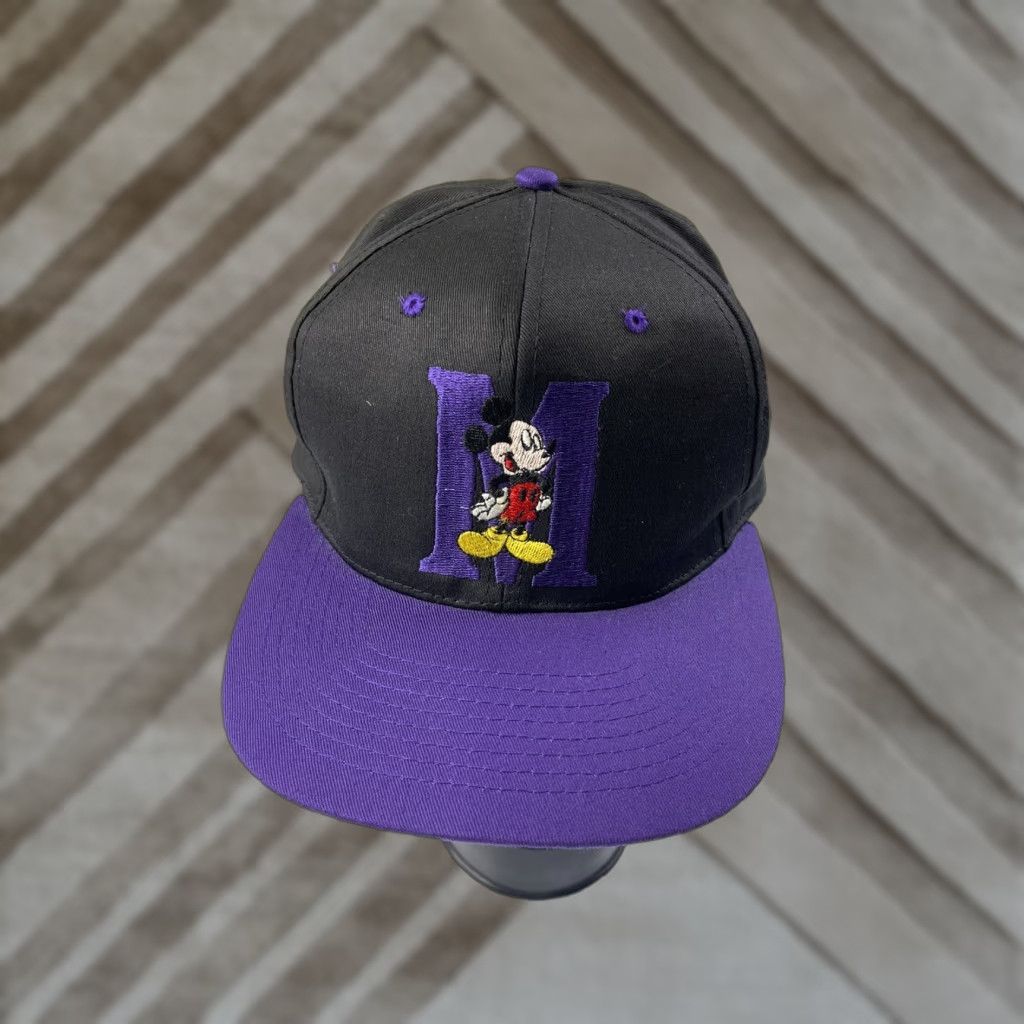 Mickey Unlimited VINTAGE Mickey Unlimited Mickey Mouse Snapback Hat Cap Black Purple Men One Size Black Purple Snapback Disney Streetwear Cap Mens Size ONE SIZE - 1 Thumbnail