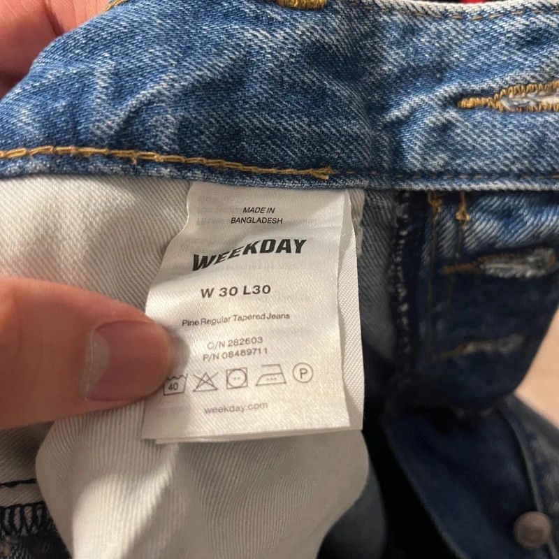 Weekday Weekday Pine Men's Regular Tapered Jeans Light Blue Size US 30 / EU 46 - 2 Thumbnail