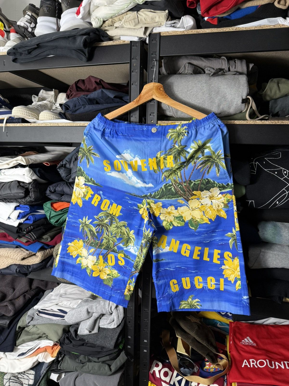 Gucci Gucci Souvenir From Los Angeles Shorts Blue Hawaii Print Size US 29 - 7 Thumbnail