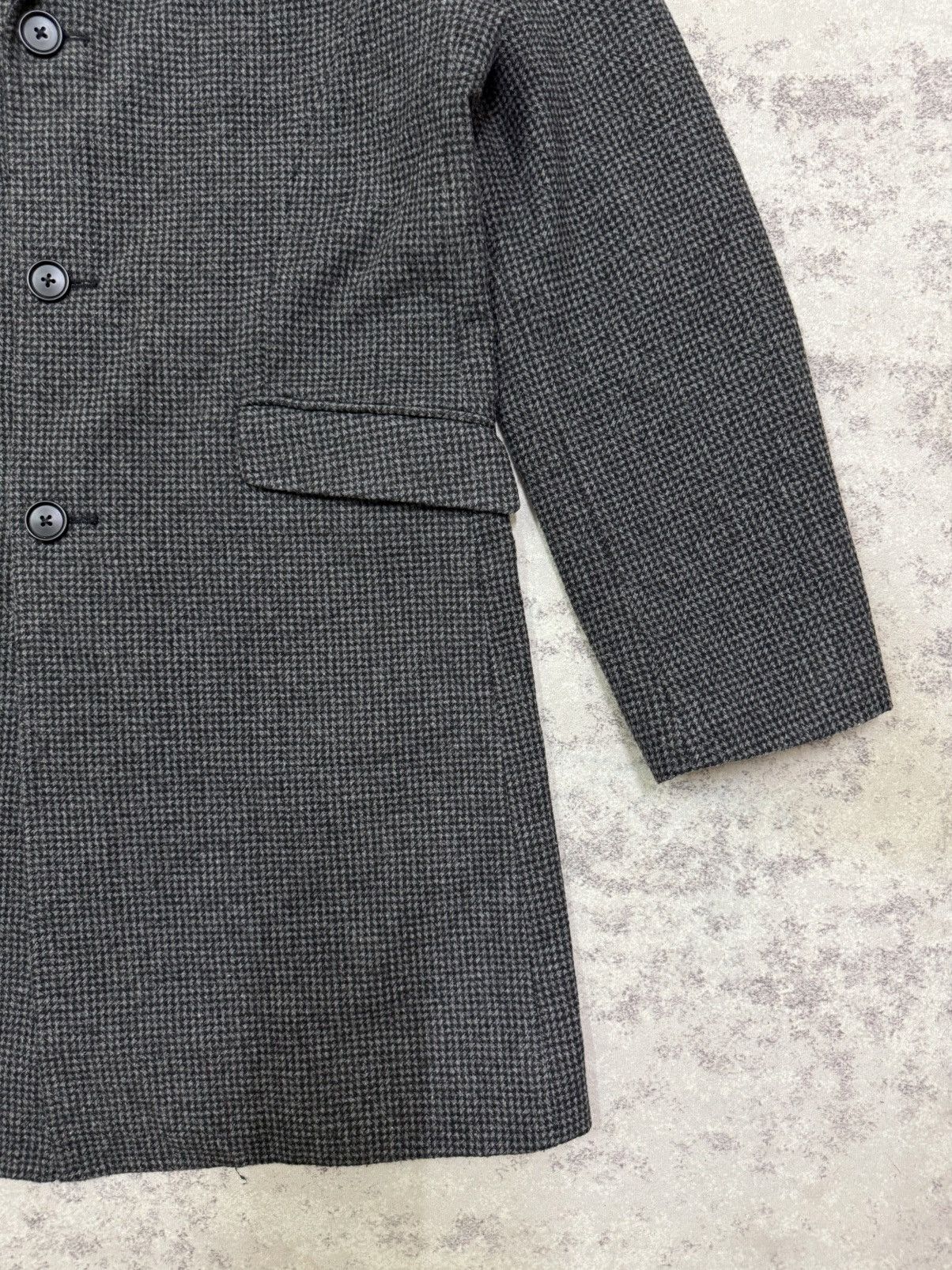 Tete Homme TETE HOMME GREY HOUNDSTOOTH WOOL OVERCOAT JACKET Size US M / EU 48-50 / 2 - 6 Thumbnail