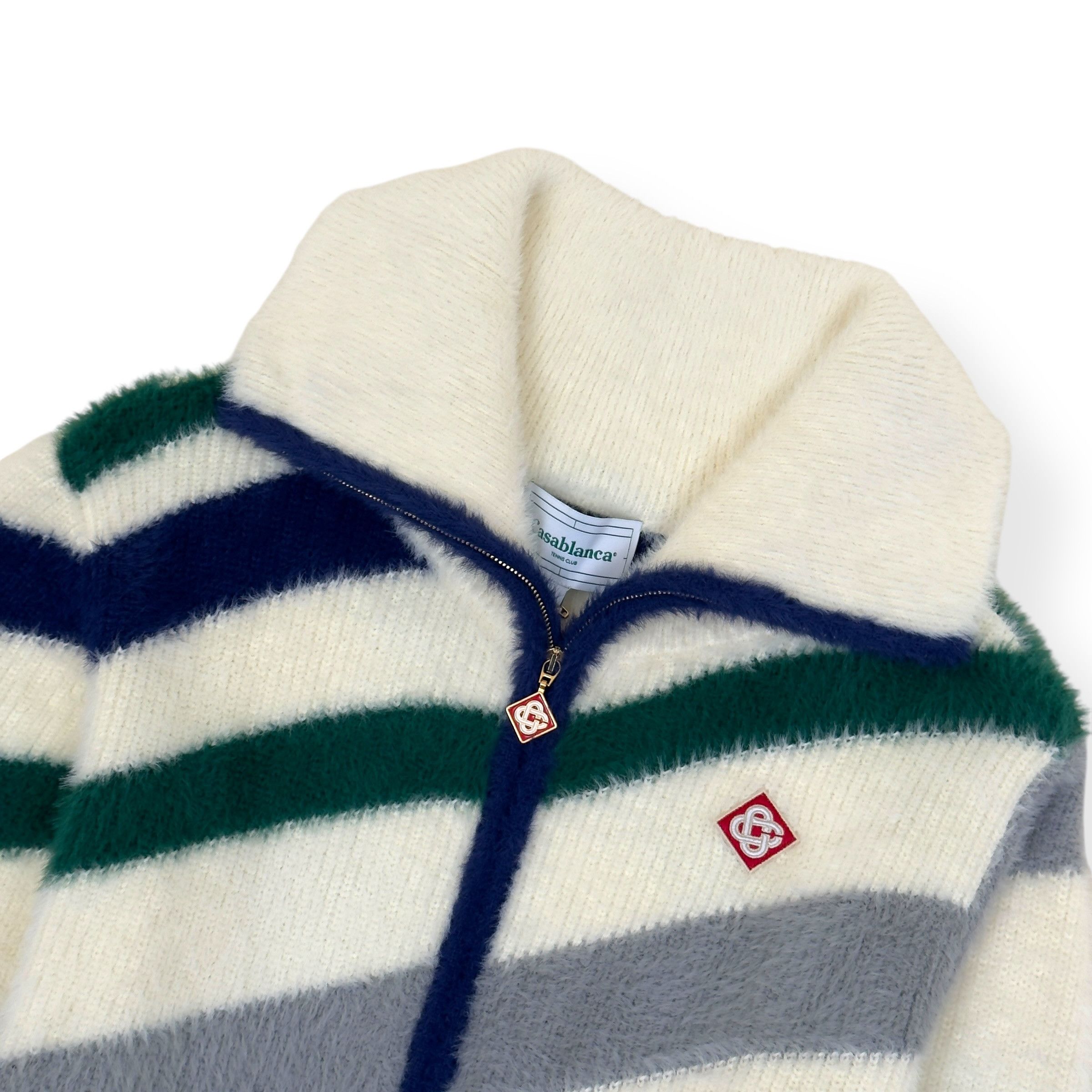 Casablanca CASABLANCA FURRY STRIPED ZIP-UP JUMPER WHITE M Size US M / EU 48-50 / 2 - 2 Thumbnail