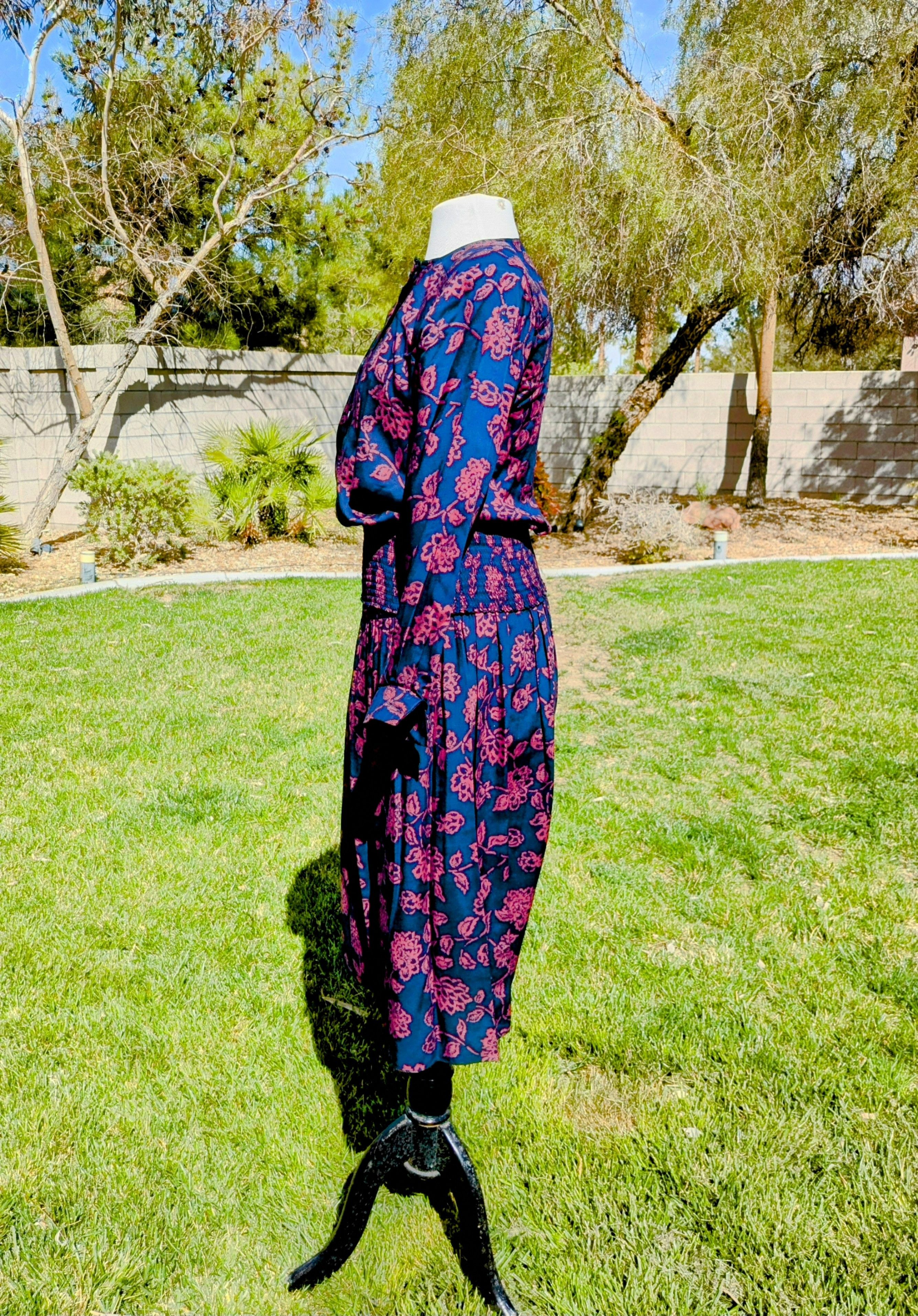 Vintage 1980s VTG Cynthia Howie Buhon Floral 2pc Top+Maxi Dress Set Size XS / US 0-2 / IT 36-38 - 3 Thumbnail