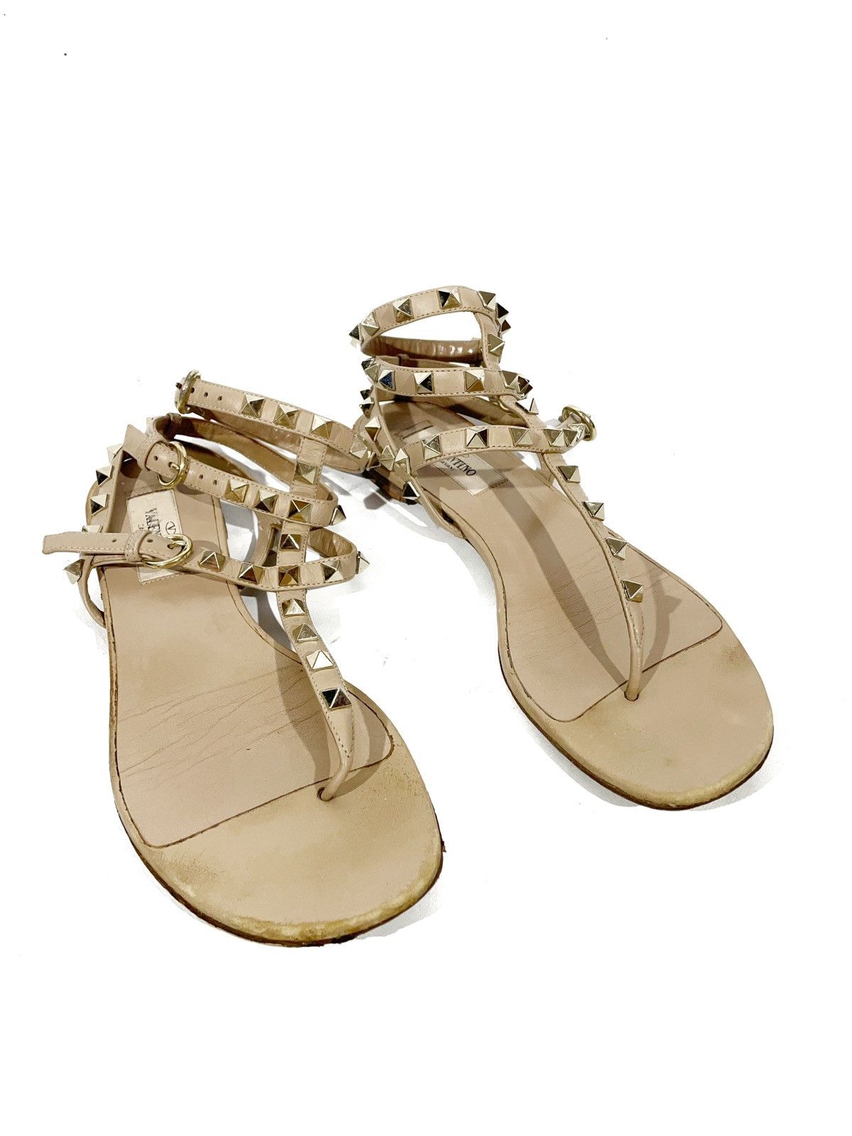 Designer × Valentino Valentino Garavani Beige Leather Sandal Women 36 Rockstud Size US 6 / IT 36 - 4 Thumbnail