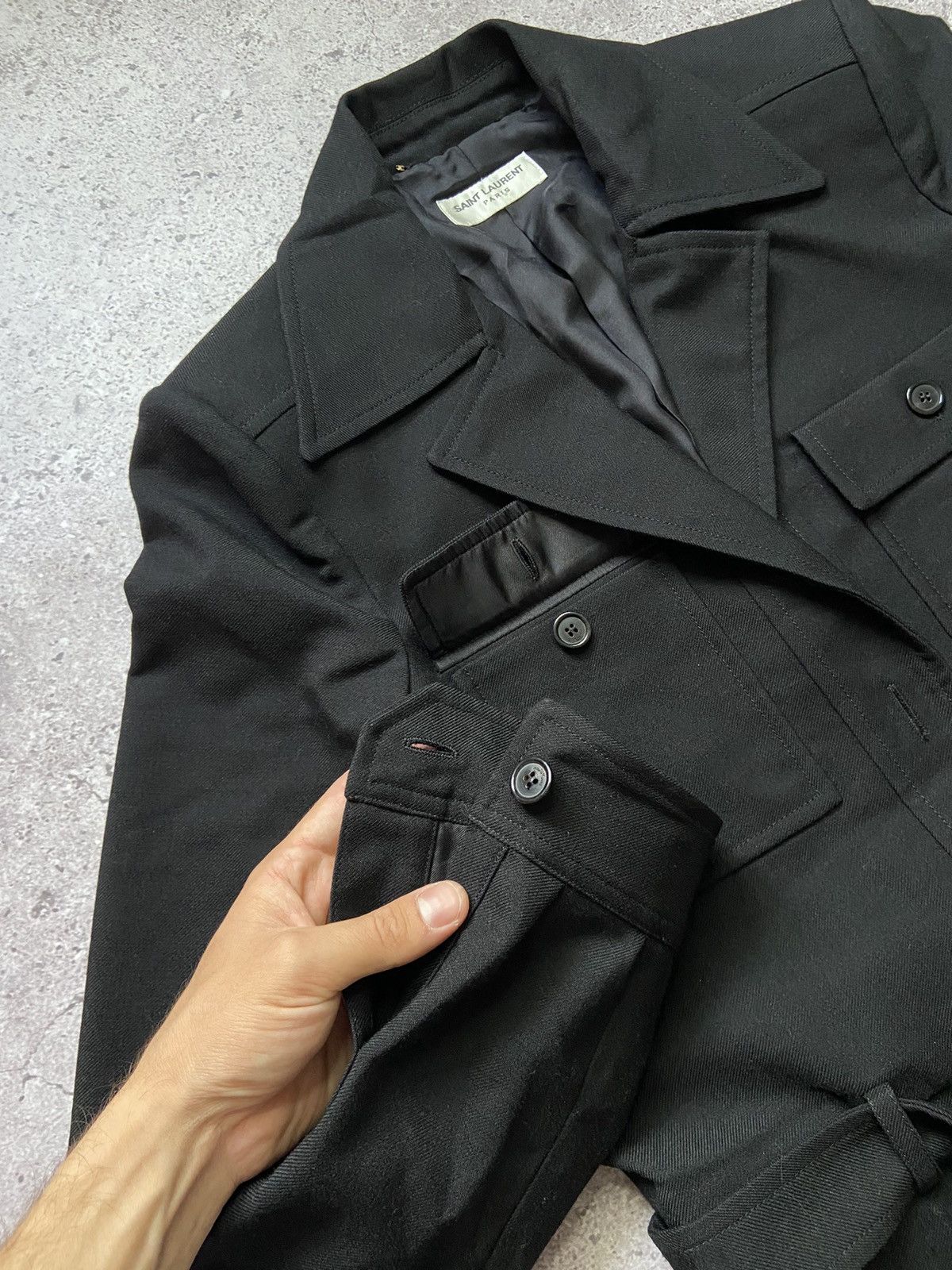 Saint Laurent Paris Saint Laurent Belted Jumpsuit Black Wool Size 30" / US 8 / IT 44 - 4 Thumbnail
