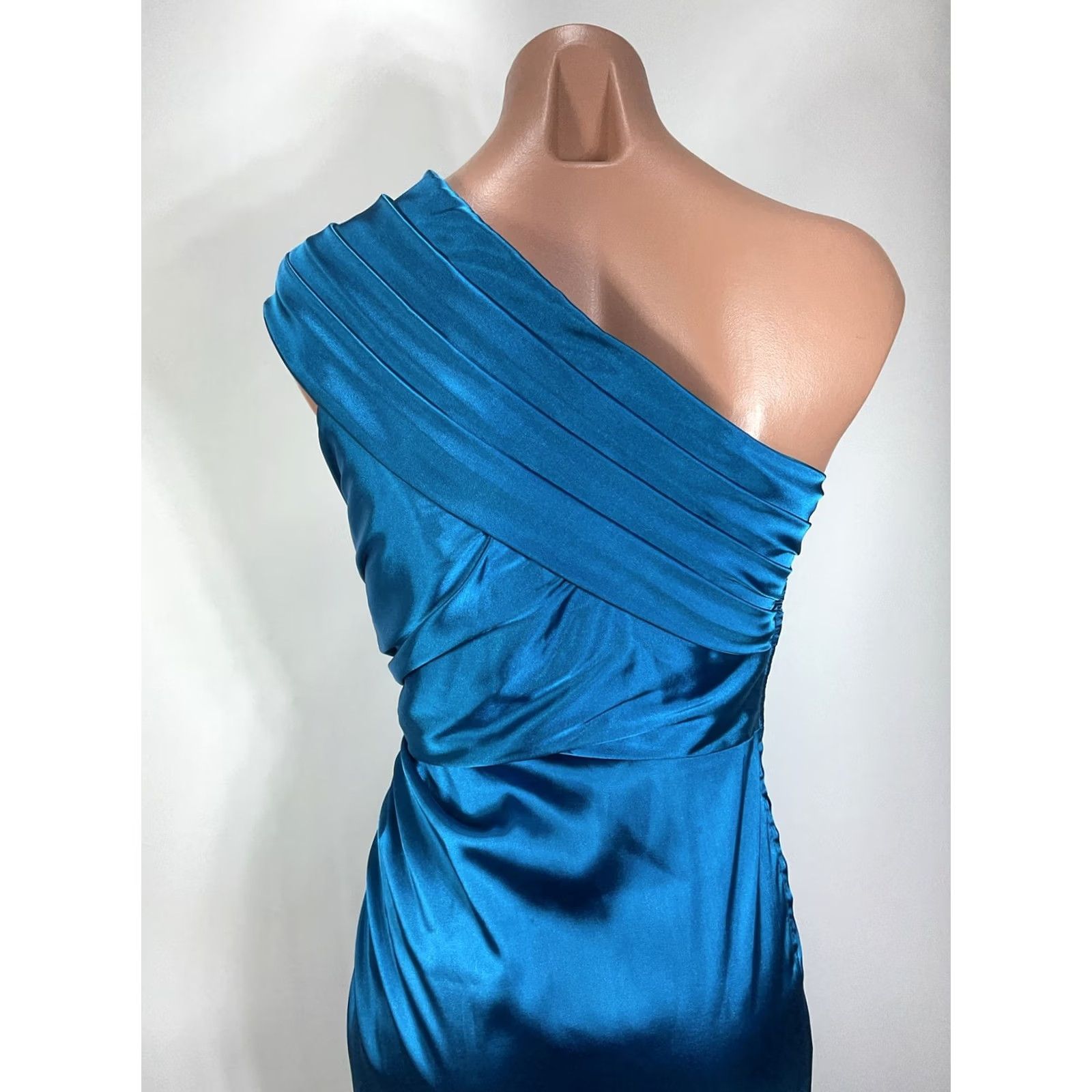 Adrianna Papell Adrianna Papell Satin One Shoulder Evening Dress sz 2 Formal Shiny Bright Blue Dress Size XS / US 0-2 / IT 36-38 - 7 Thumbnail