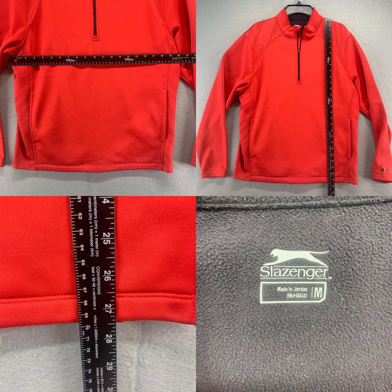Vintage Slazenger Jacket Men Medium Red Golf Half Zip Track Active Fleece Lined Pullover Size US M / EU 48-50 / 2 - 8 Thumbnail