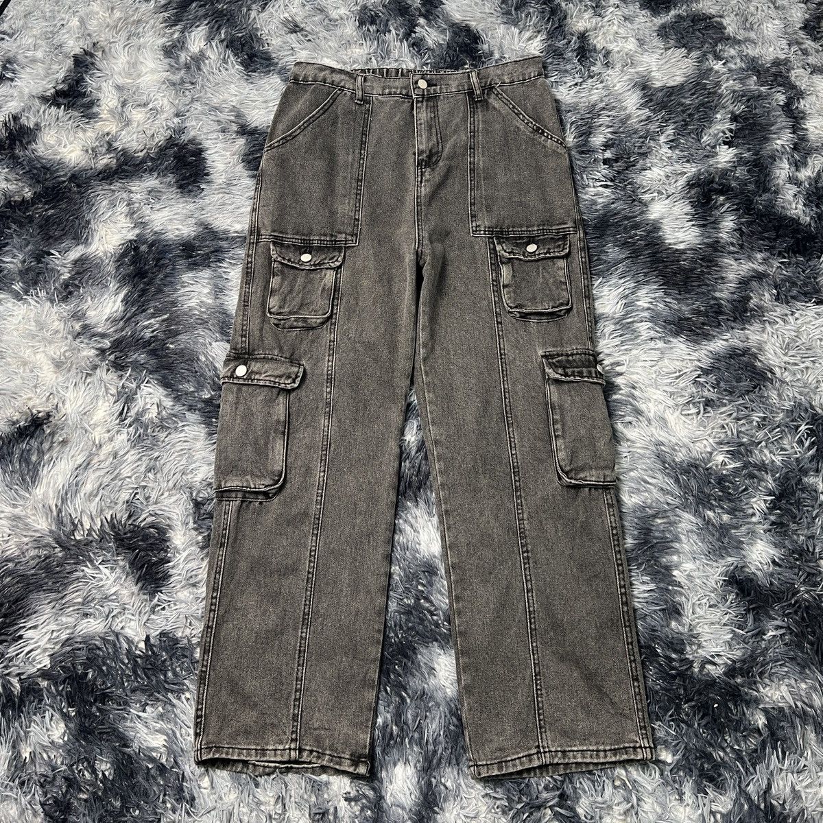 Other Unbranded Wide Loose MultiPocket Denim Cargo Pants Size US 36 / EU 52 - 1 Thumbnail