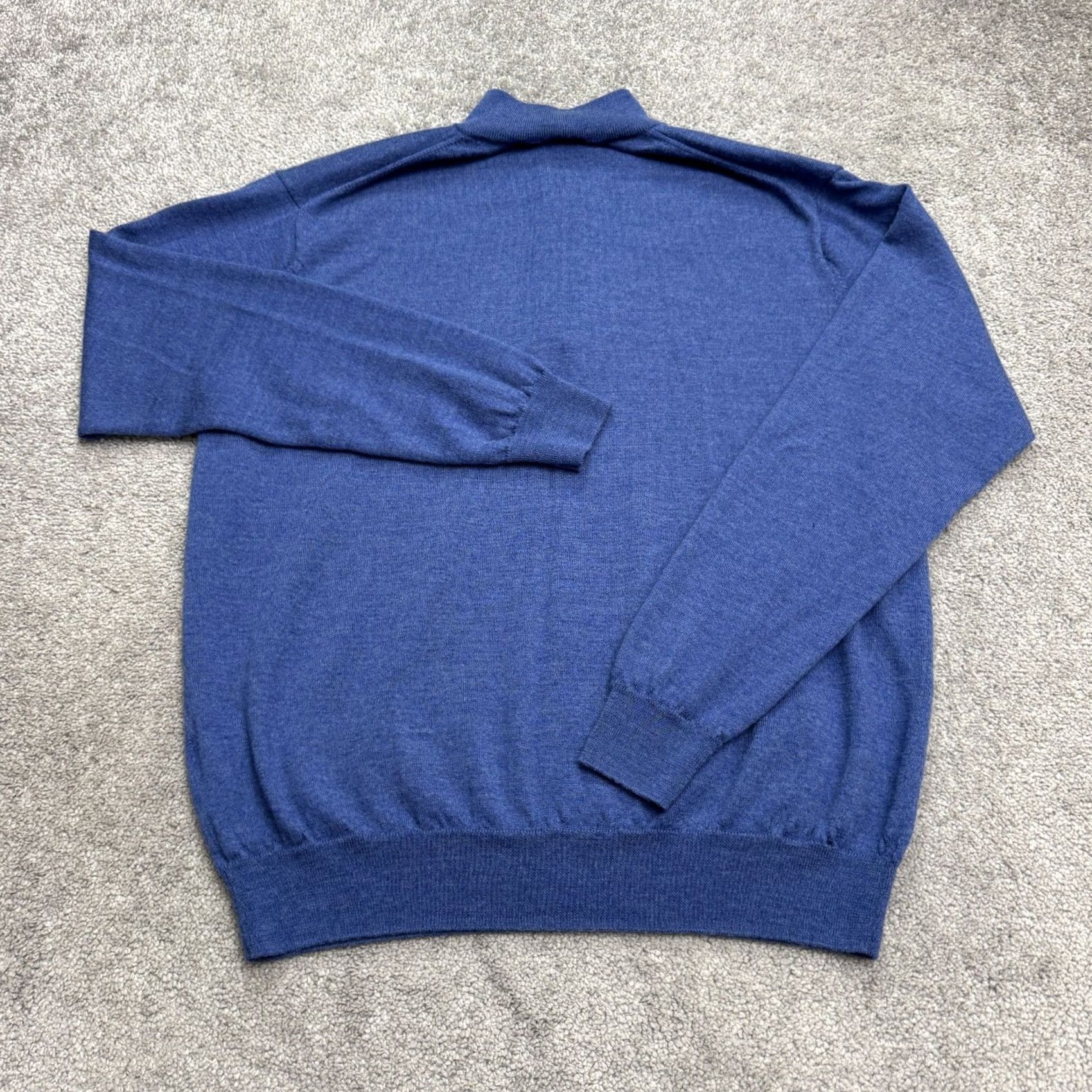 Peter Millar Peter Millar Merino Wool 1/4 Zip Up Pullover Sweater Men L Blue Knit Stretch Size US L / EU 52-54 / 3 - 2 Thumbnail