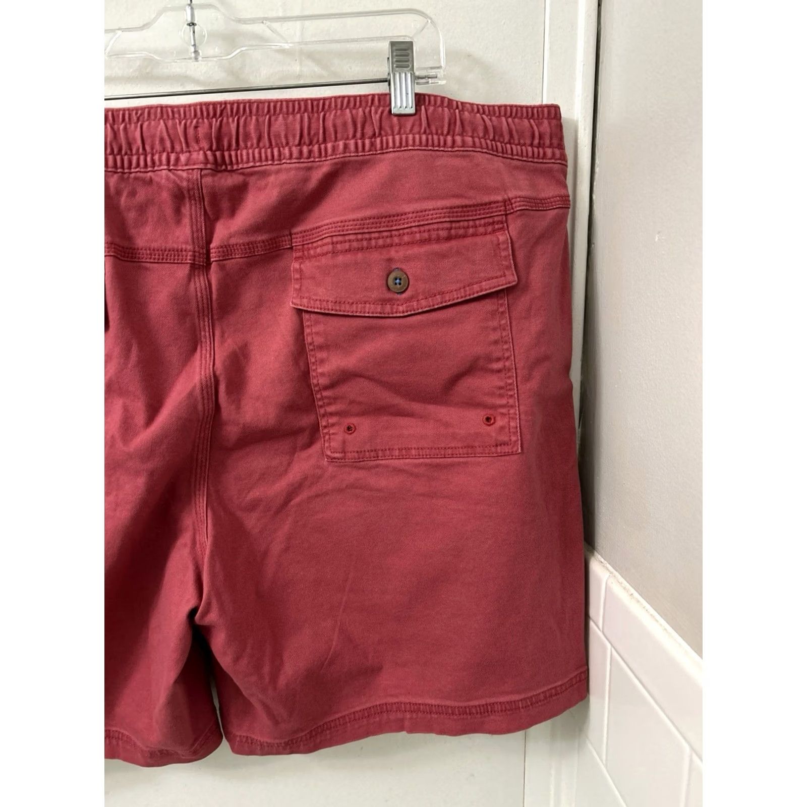 George George Twill Shorts Mens 2XL Red Elastic Waist 8" Inseam NWT Jeans? Size US 44 / EU 60 - 2 Thumbnail