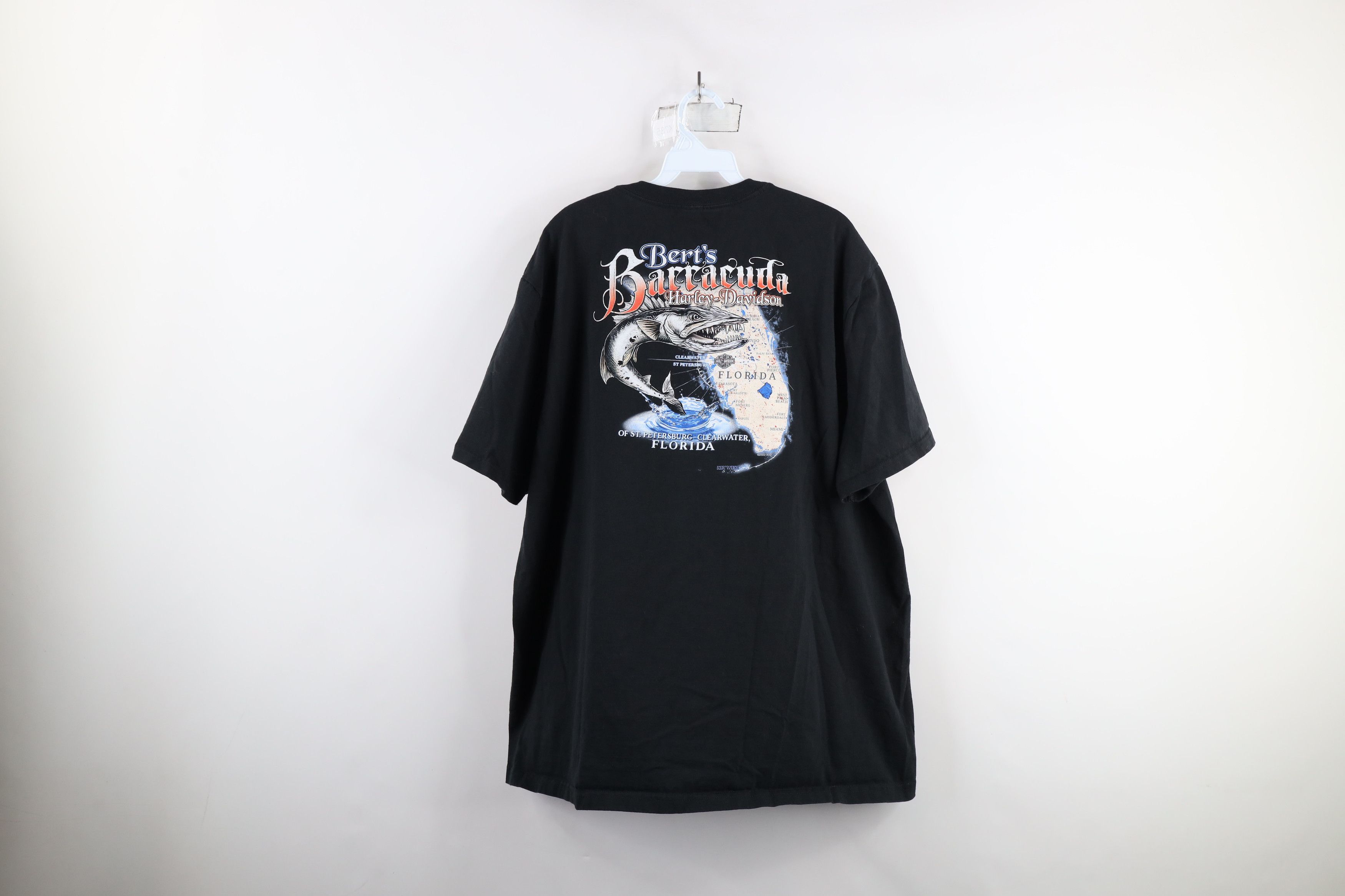 Harley Davidson × Vintage Y2K Harley Davidson Spell Out Barracuda Fish T-Shirt Black Size US XXL / EU 58 / 5 - 10 Thumbnail