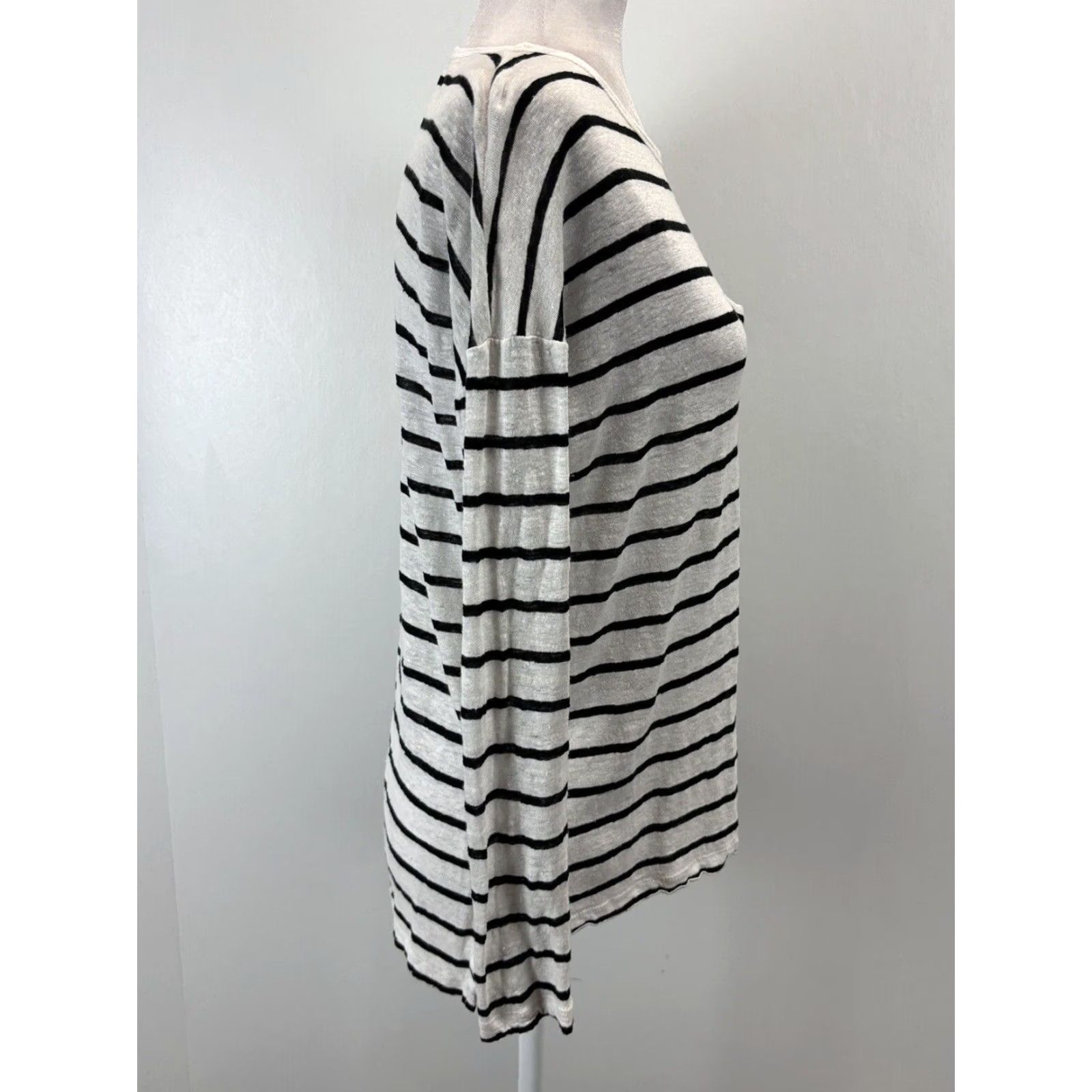 Vince Vince Women's Linen Long Sleeve Striped Shirt Top XS Multicolor Size XS / US 0-2 / IT 36-38 - 4 Thumbnail