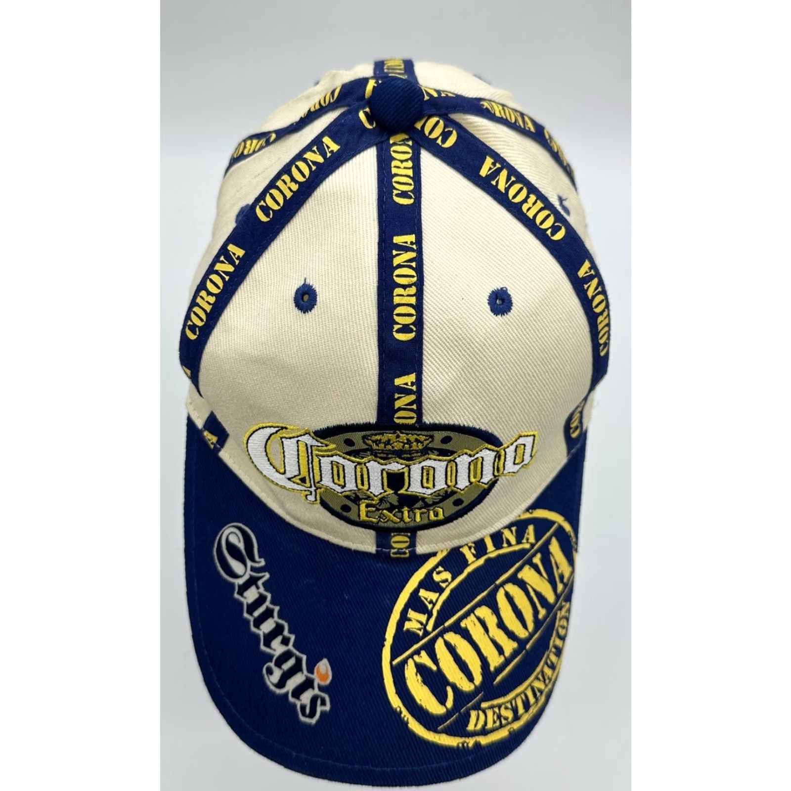 Logo 7 Corona Extra Sturgis Biker Hat Blue Beige Strapback Cap Logo Embroidered Size ONE SIZE - 2 Thumbnail