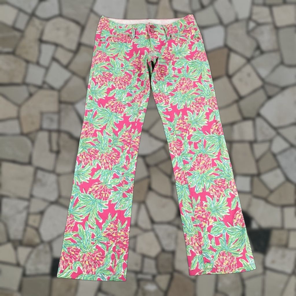 Lilly Pulitzer VINTAGE Lilly Pulitzer Women’s Jeans Size 0 Mid Rise Straight Leg Floral Denim Pink 90s Women's Pants Size 28" / US 6 / IT 42 - 1 Thumbnail