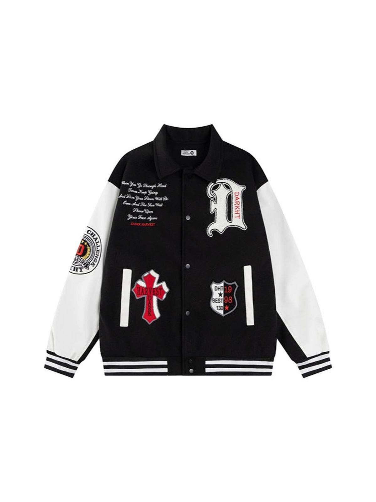 Japanese Brand Cross Patchwork Varsity Jacket with Patch Details Size US M / EU 48-50 / 2 - 3 Thumbnail