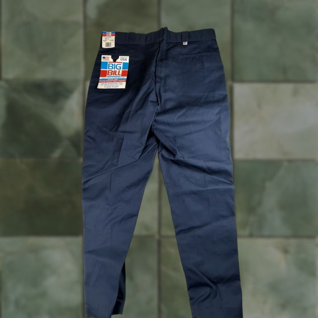 VINTAGE Big Bill Work Pants 36x30 Blue Men’s Straight Leg 1980s Rockabilly Plain Front