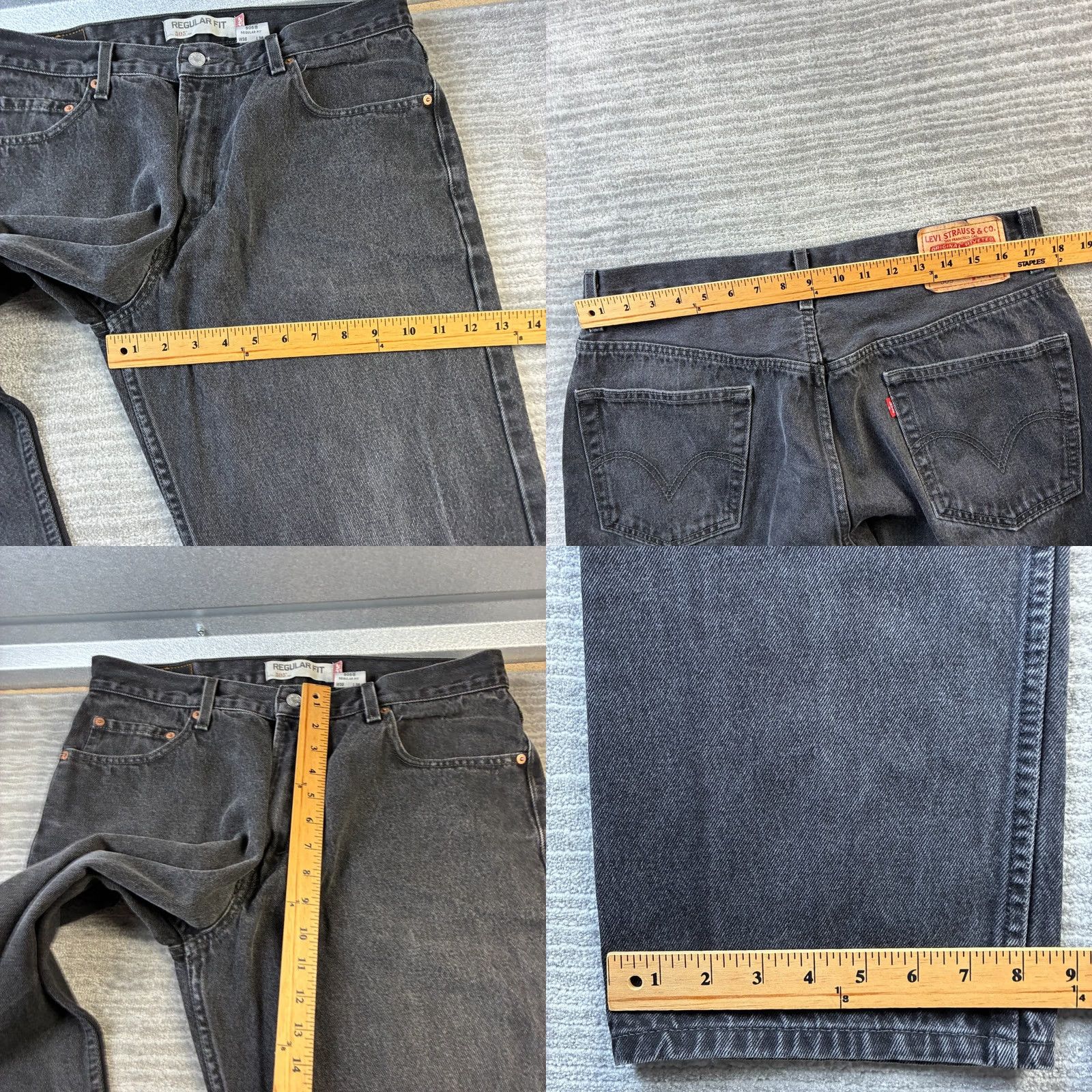 Levi's Levi's 505 Jeans Mens Straight Denim Pants 36x36 Black Casual Work Wear 5-Pocket Belt Loops Button Zip Regular Fit Medium Wash Solid Cotton Size US 36 / EU 52 - 8 Thumbnail