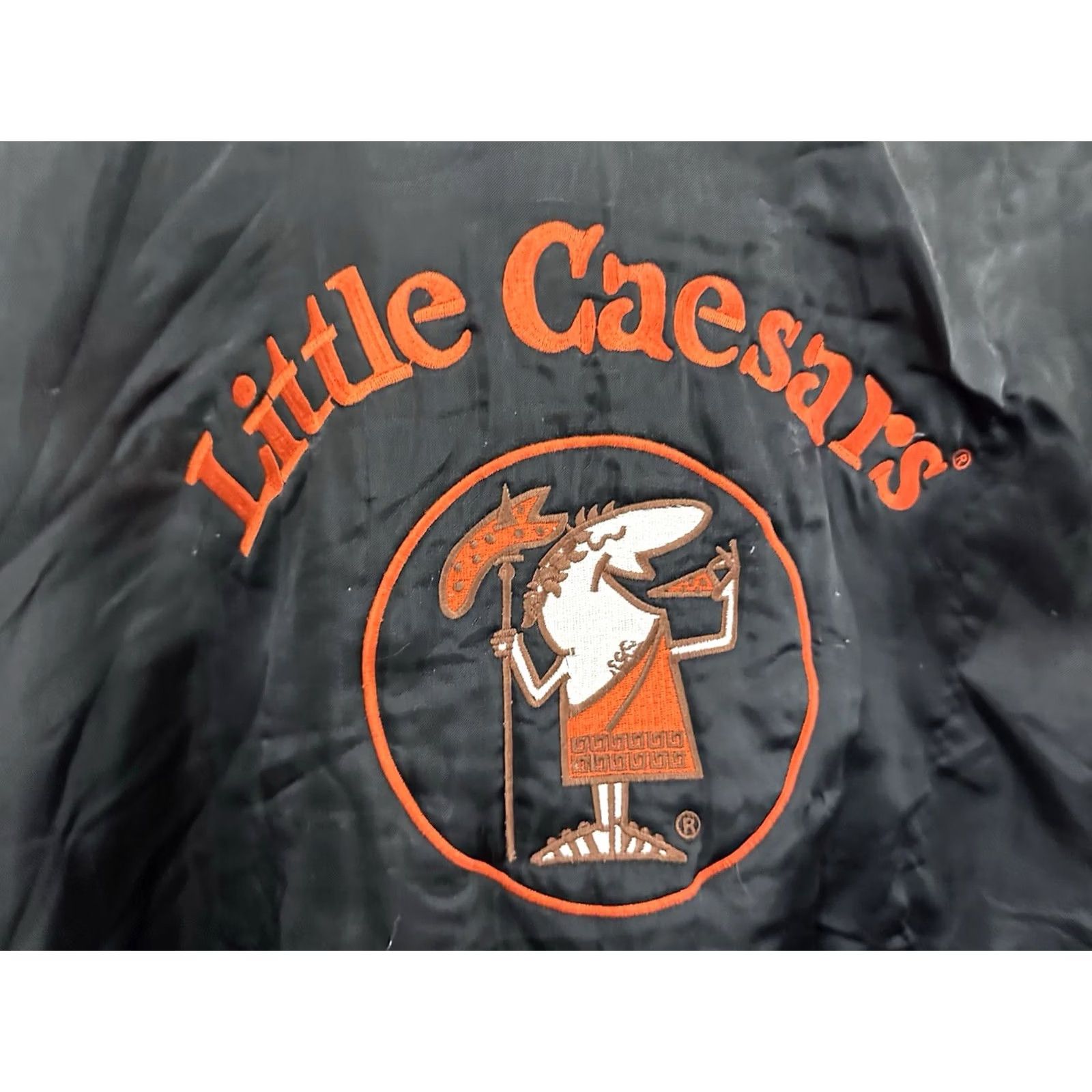 Logo 7 VTG 80s Little Caesars Old Logo Satin Bomber Jacket 2XL Black Mens "RARE" Size US XXL / EU 58 / 5 - 3 Thumbnail