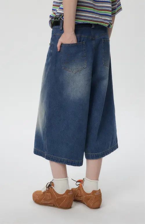 Other American casual retro men's loose washed denim shorts Size US 32 / EU 48 - 3 Thumbnail