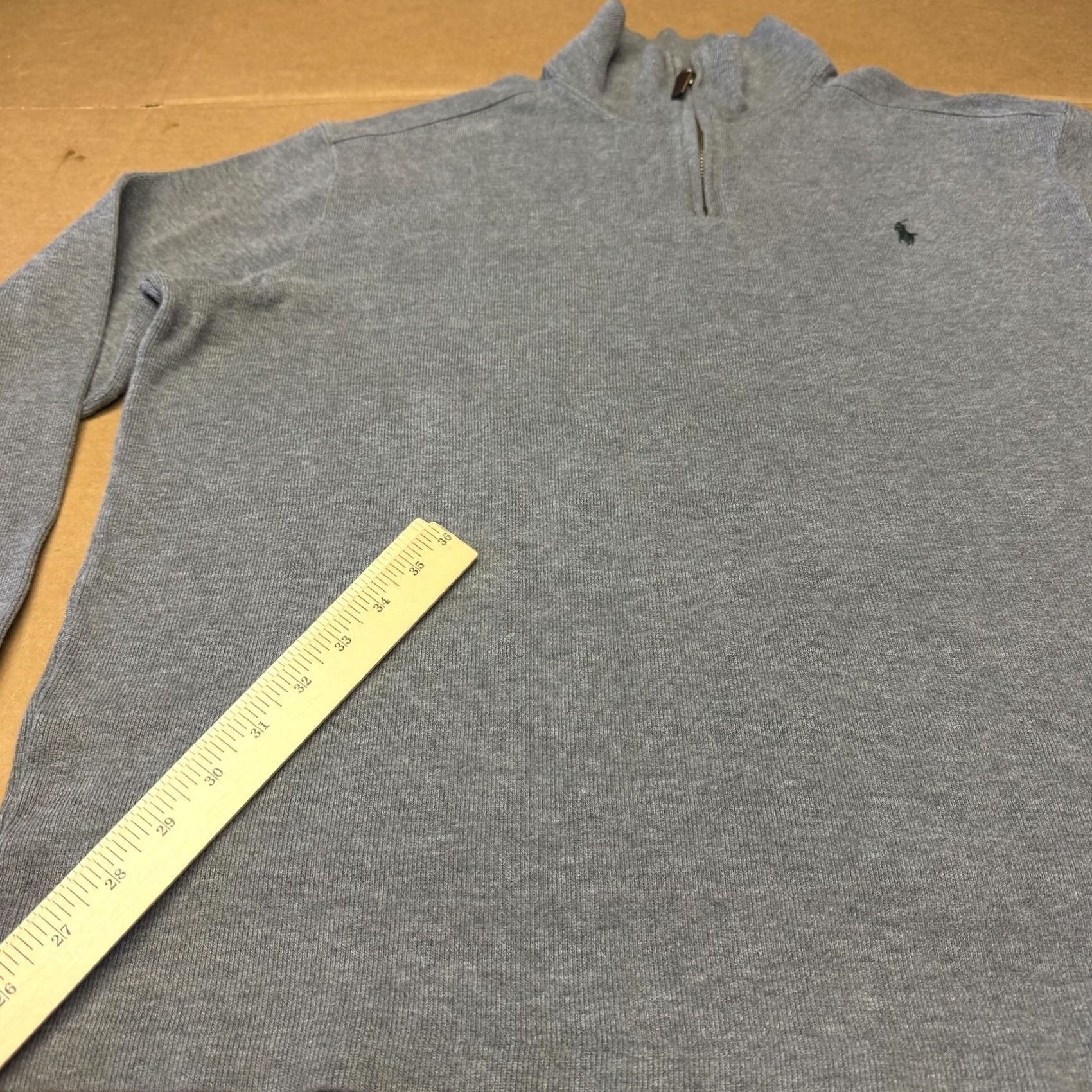 Polo Ralph Lauren Polo by Ralph Lauren Mens XL Gray 1/4 Zip Mock Neck Cotton Pullover Knit Sweater Size US XL / EU 56 / 4 - 2 Thumbnail