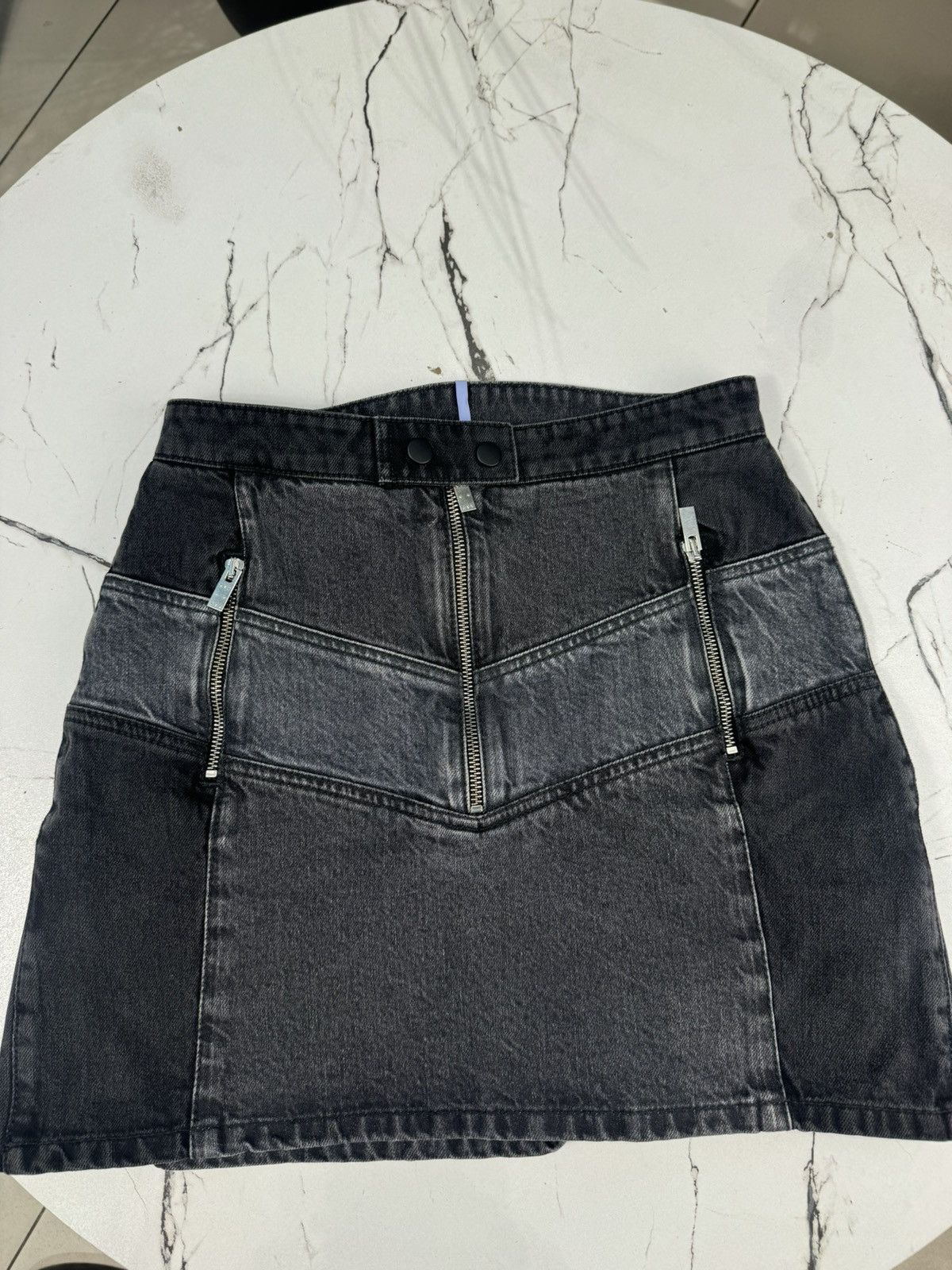 McQ Alexander McQueen MCQ BLACK DENIM MOTOR PANELED SKIRT Size 26" / US 2 / IT 38 - 7 Thumbnail