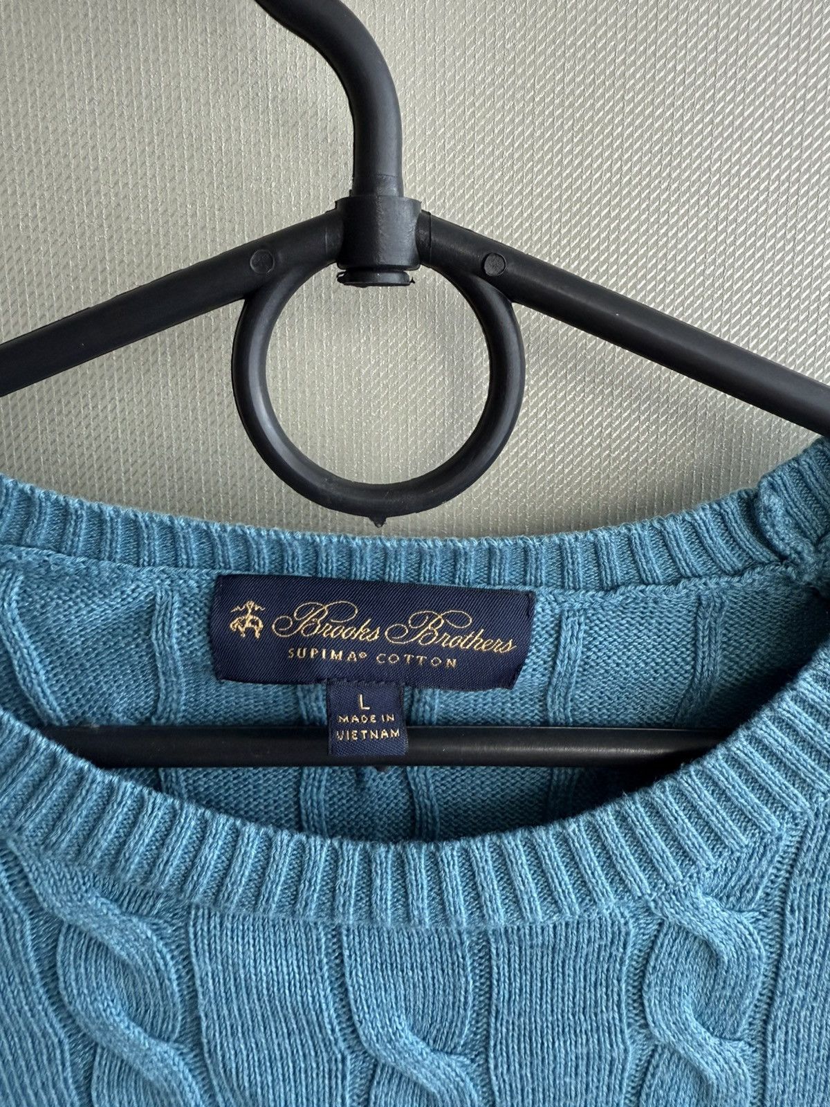 Brooks Brothers Brooks Brothers Rope Cable Knit Light Blue Supima Sweater Size US L / EU 52-54 / 3 - 2 Thumbnail