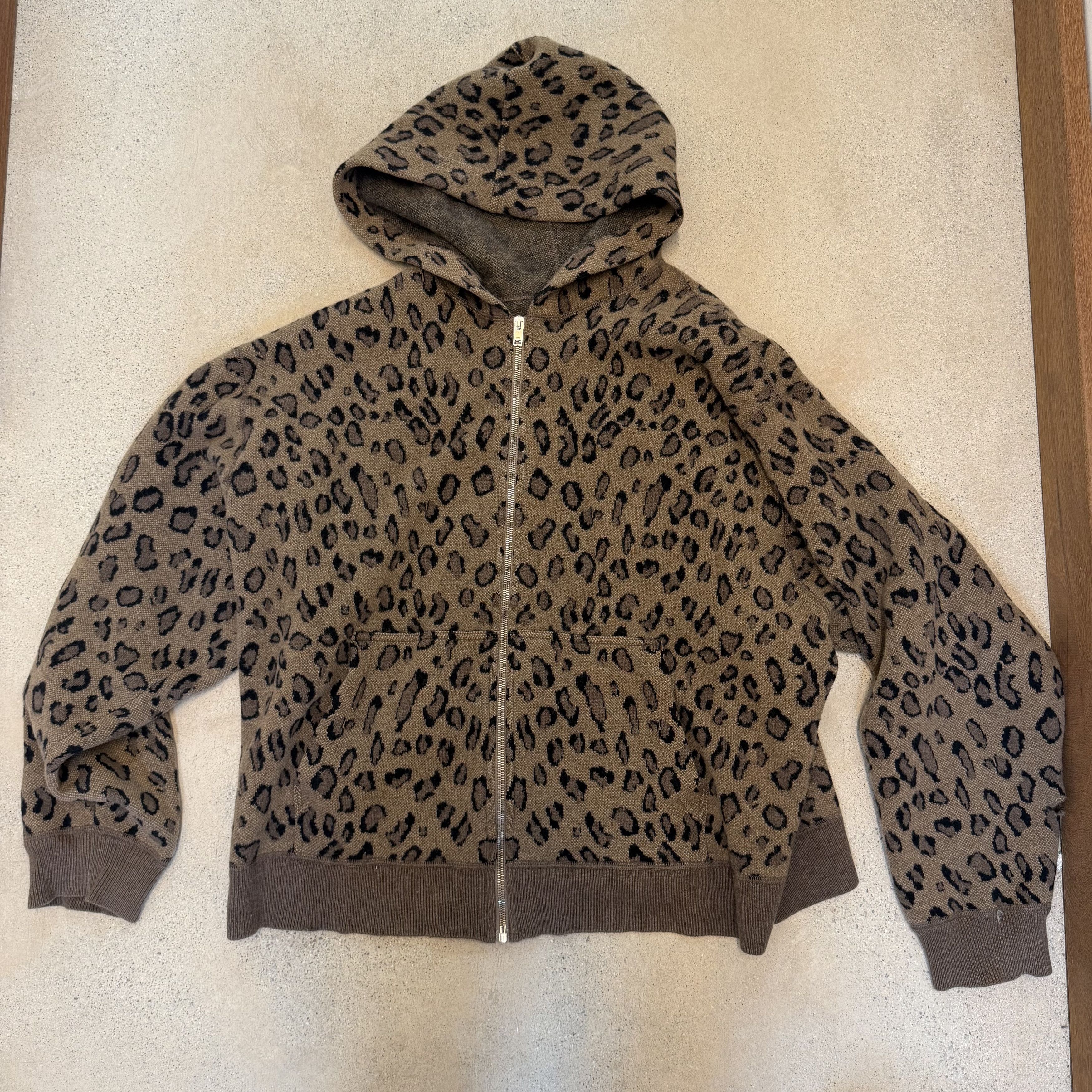 Alexander Wang Wool Leopard Zip Up Hoodie