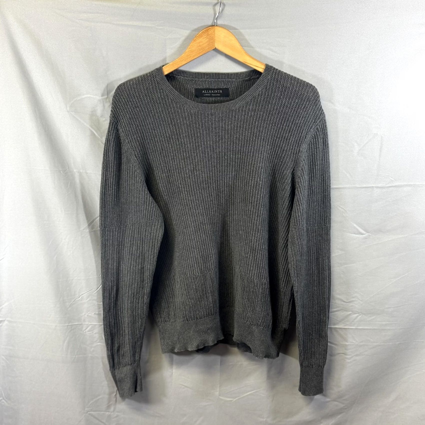 Allsaints AllSaints Sweater Mens Large Gray Rib Knit Crewneck Pullover Long Sleeve Casual Size US L / EU 52-54 / 3 - 2 Thumbnail
