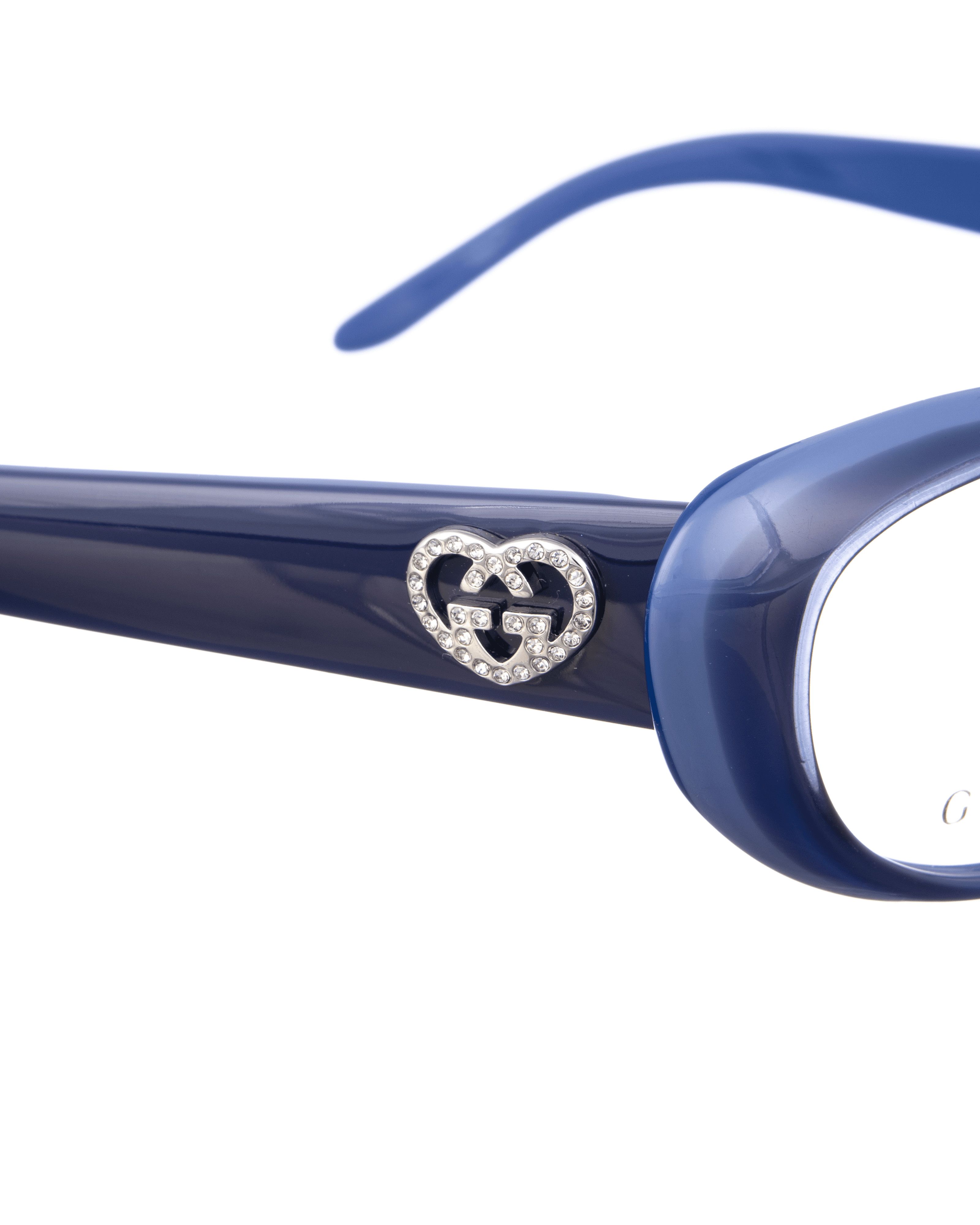 Gucci Gucci 00s Navy Blue Cat Eye Glasses with Crystal Hearts Size ONE SIZE - 1 Thumbnail