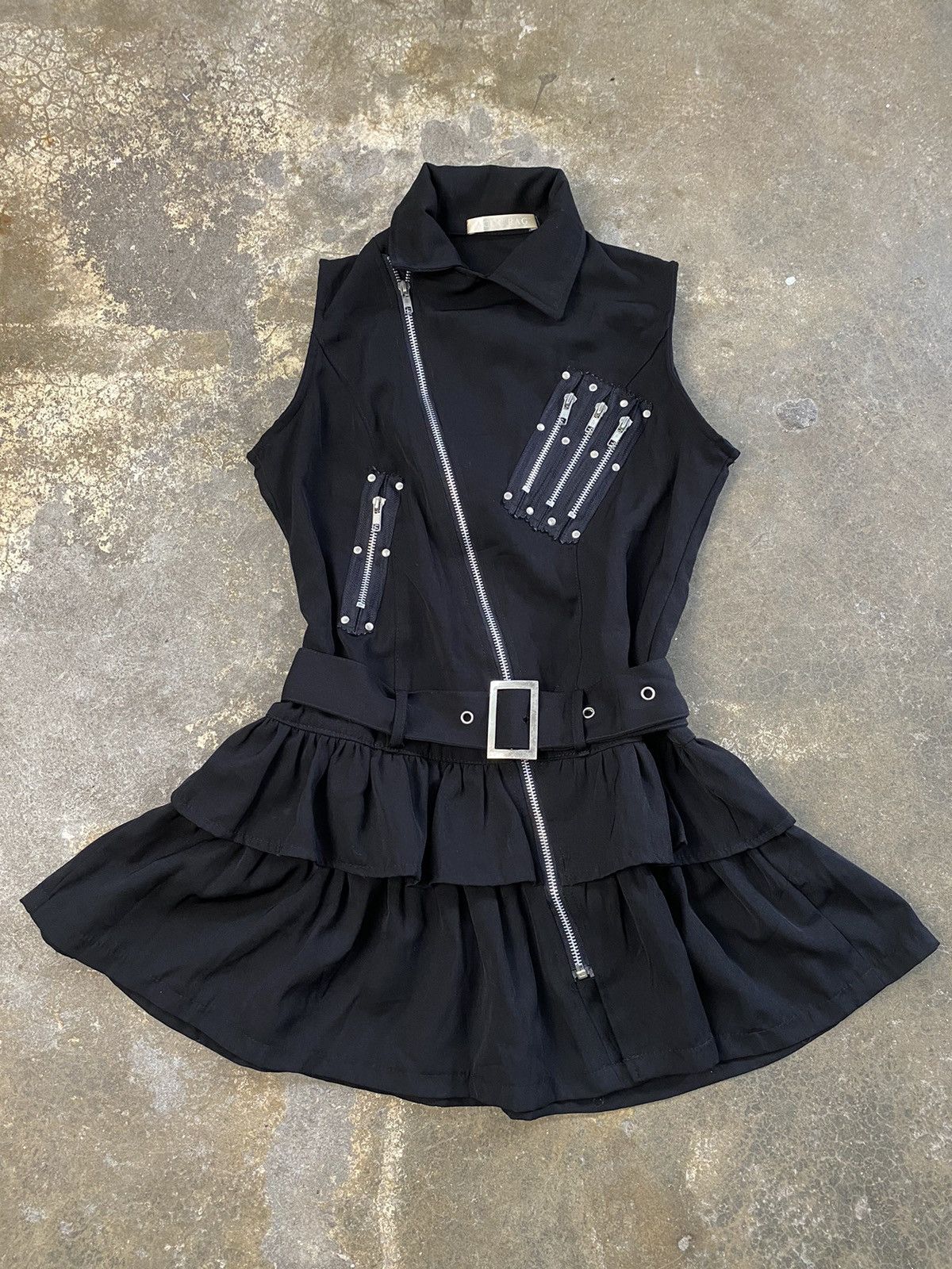 If Six Was Nine ACDCRAG Asymmetric Zip Ruffle Dress / Vest – Gothic Tech Size S / US 4 / IT 40 - 1 Thumbnail