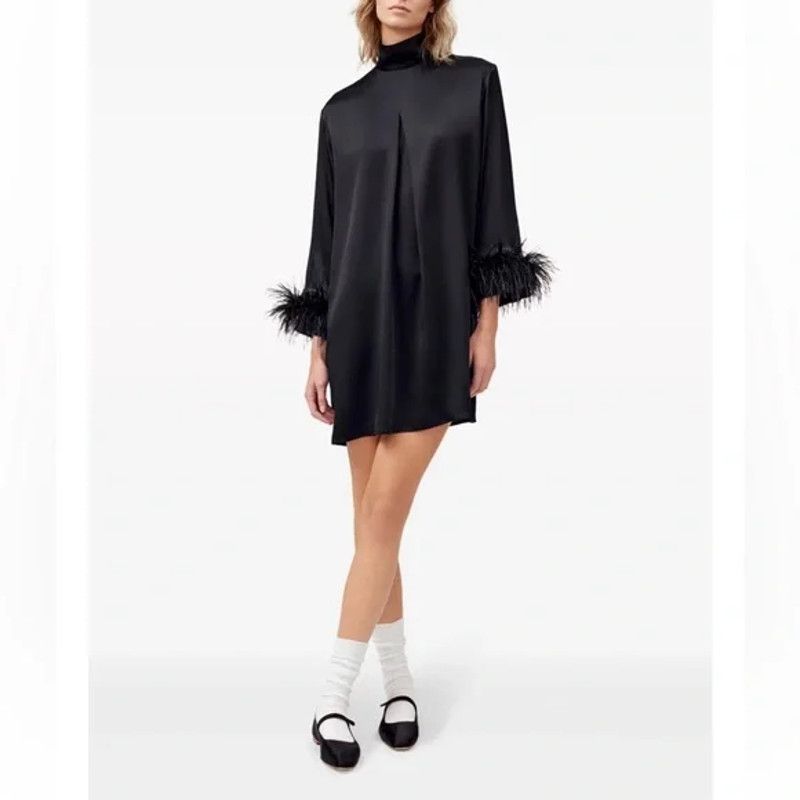 Sleeper NWT Sleeper Black Party Shirt Dress, Detachable Feathers XS Size XS / US 0-2 / IT 36-38 - 2 Thumbnail