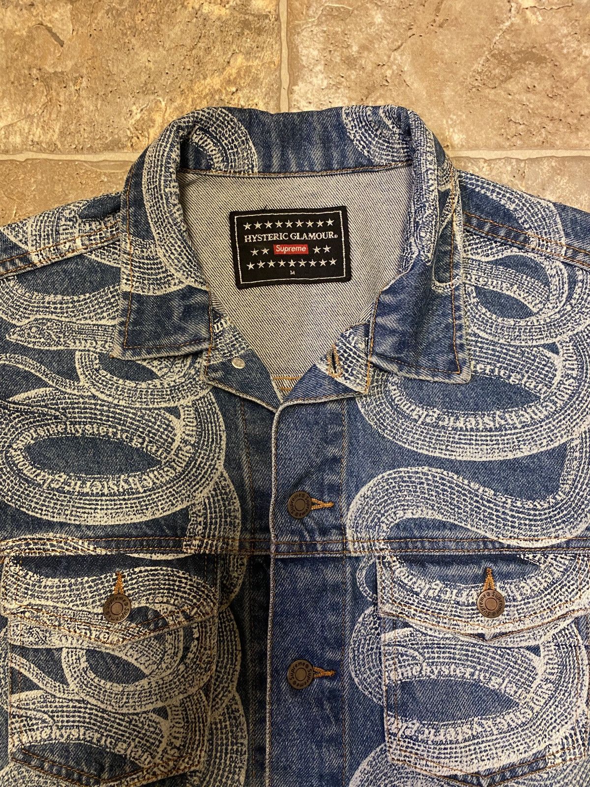 Supreme supreme hysteric glamour snake denim trucker jacket | Grailed