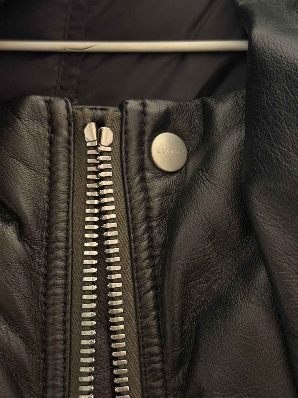 Rick Owens Rick Owens Leather Funnel Neck Down Puffer Jacket Size US M / EU 48-50 / 2 - 3 Thumbnail