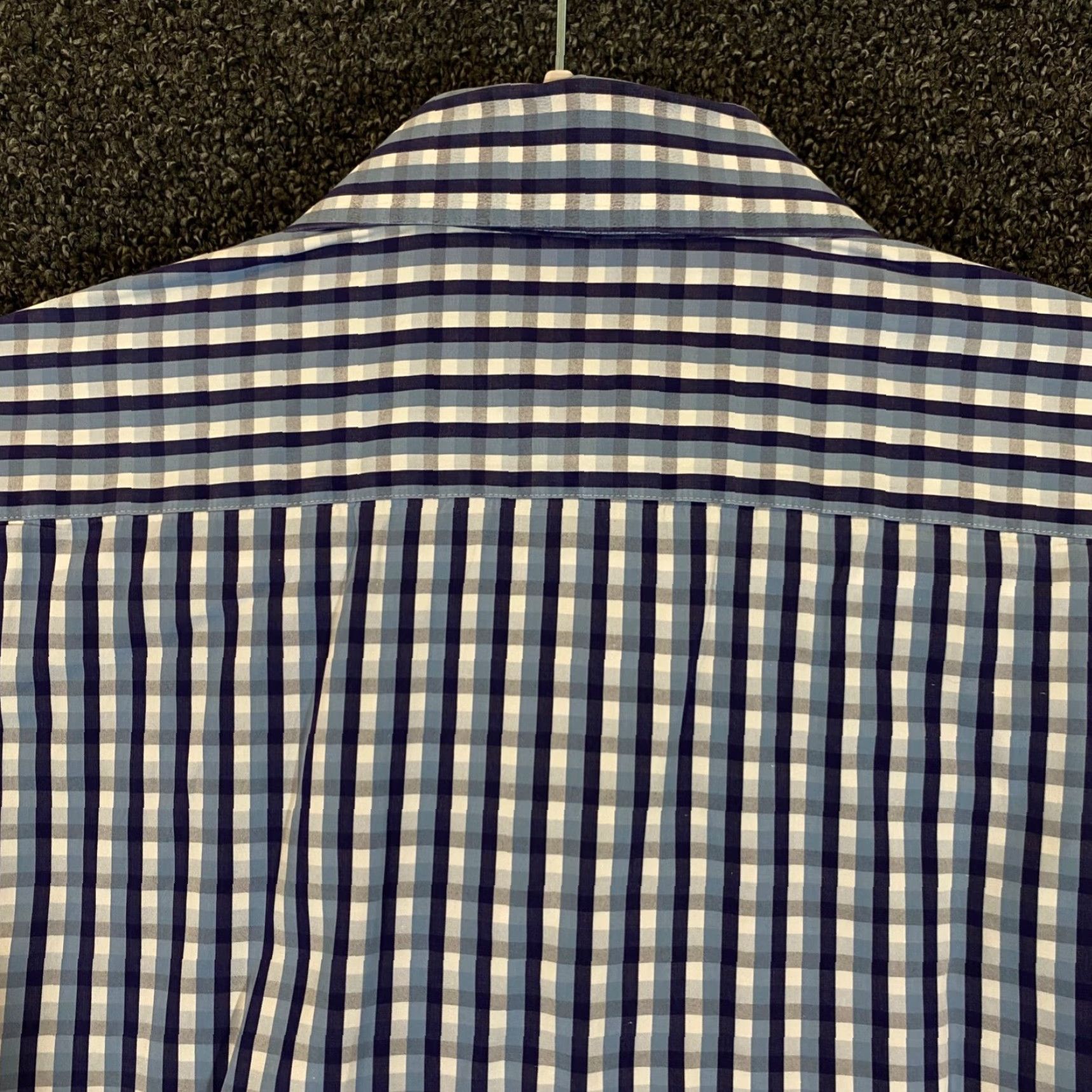 Emmett Emmett London Shirt Mens 15.5 39 cm Blue White Plaid Button Up Outdoors L/S Size US M / EU 48-50 / 2 - 8 Thumbnail