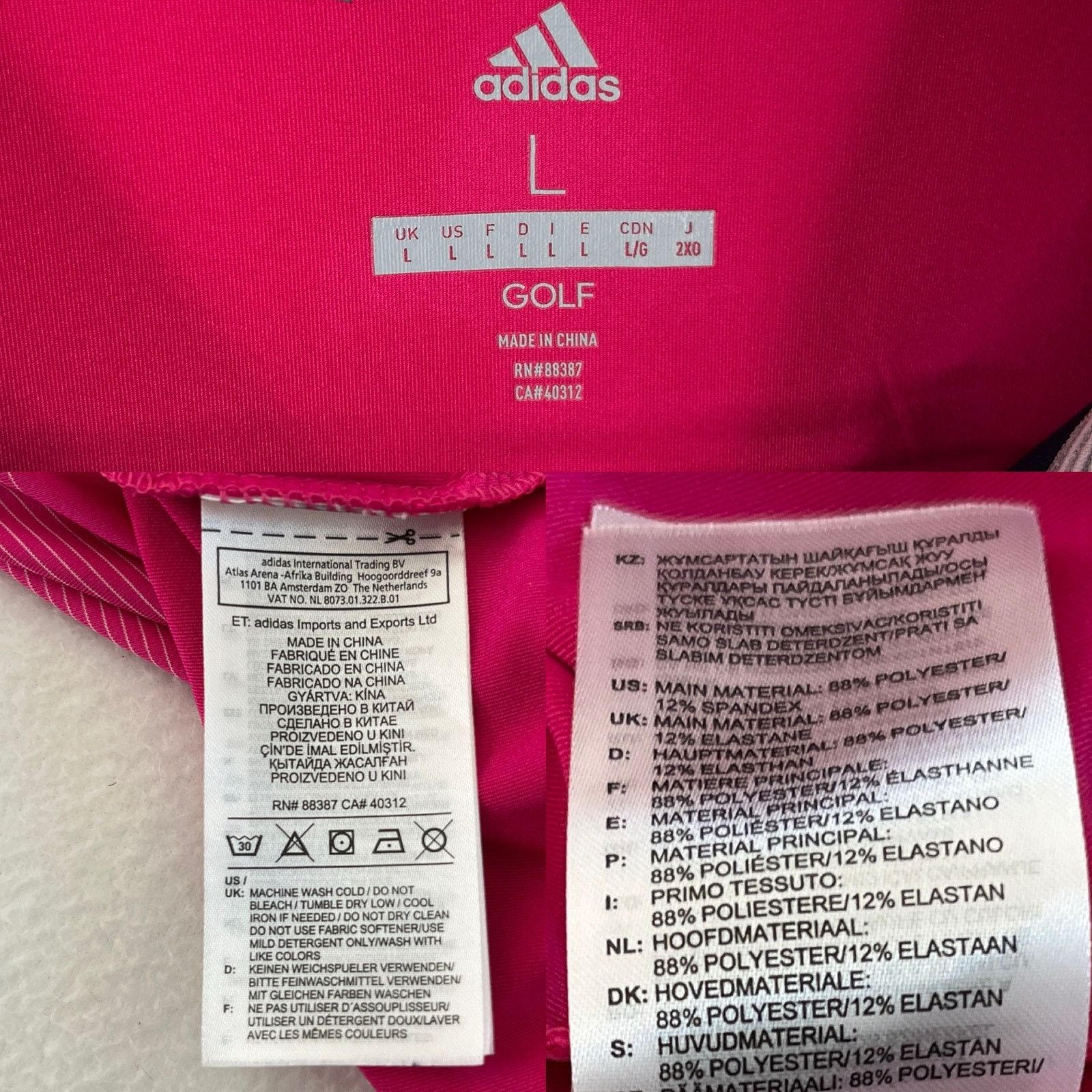 Adidas Adidas Mens Golf Polo Large Fuchsia Navy Size US L / EU 52-54 / 3 - 7 Thumbnail