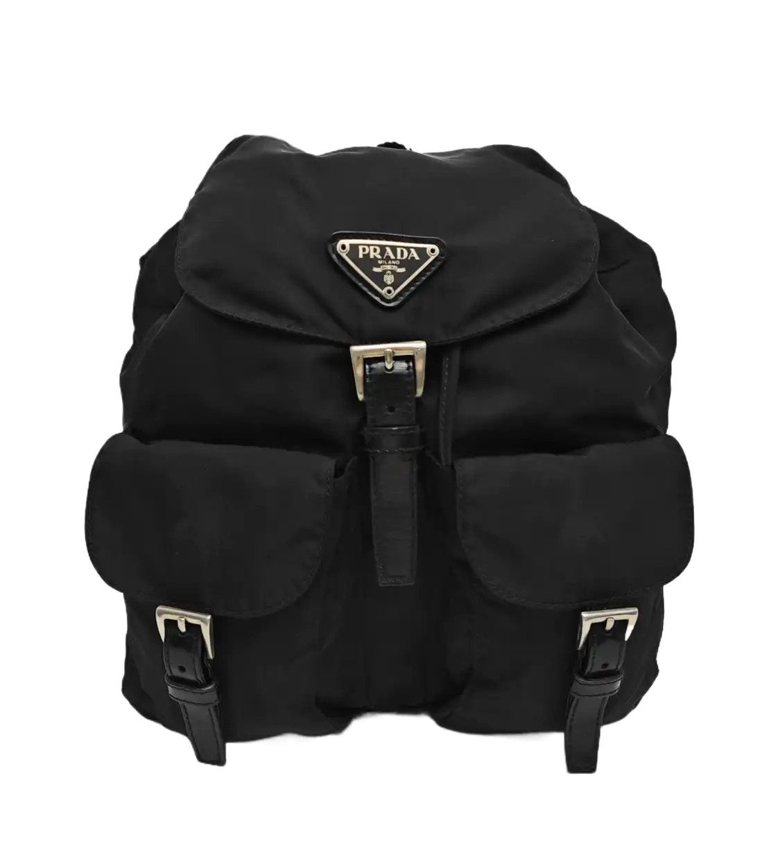 Prada PRADA Small black nylon logo backpack silver hardware Size ONE SIZE - 1 Thumbnail