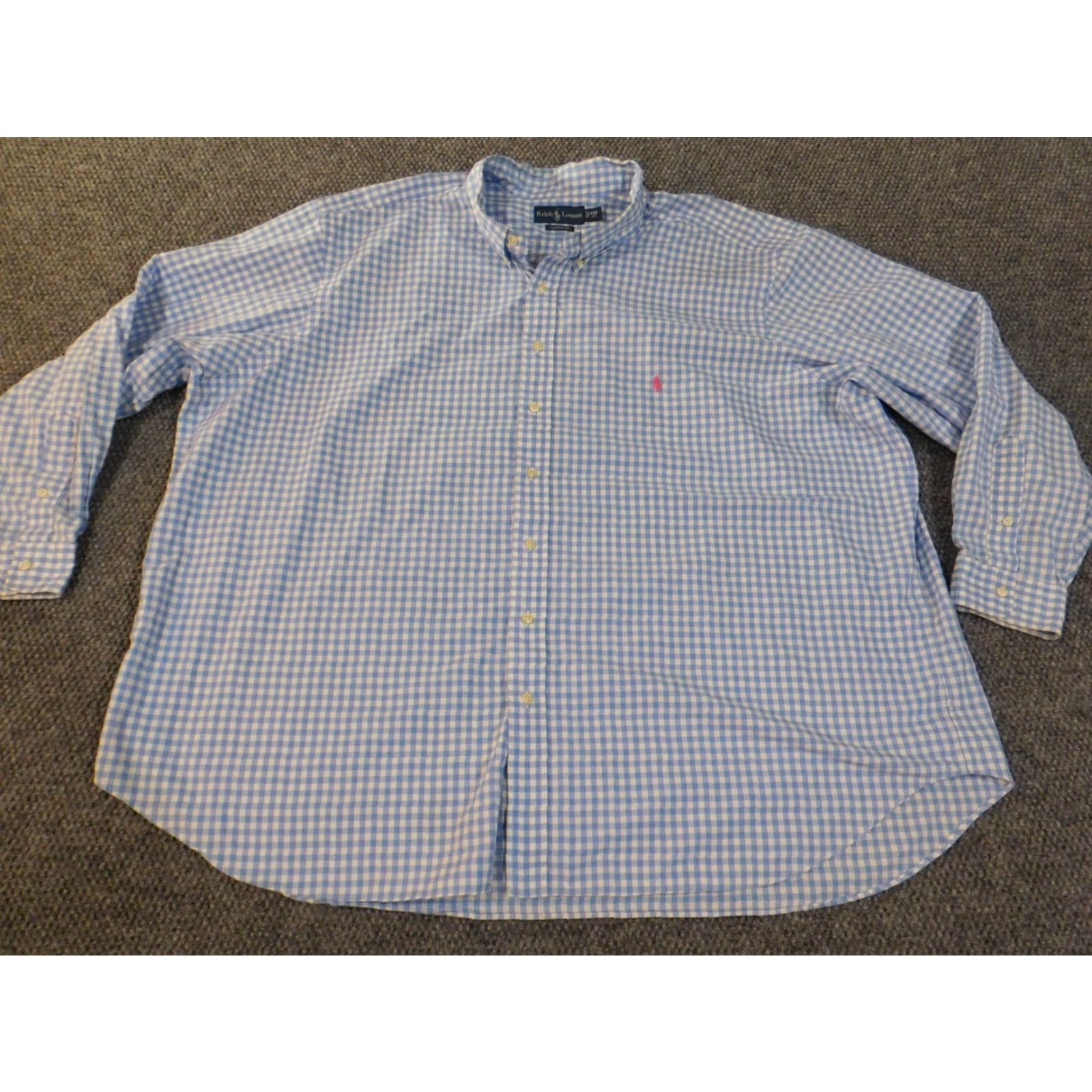 Ralph Lauren Ralph Lauren Shirt Mens Big 4X Blue Plaid Button-Up Casual Collared Knit Cotton Long Sleeve American Pony Button-Down Pocketed Size US XXL / EU 58 / 5 - 2 Thumbnail