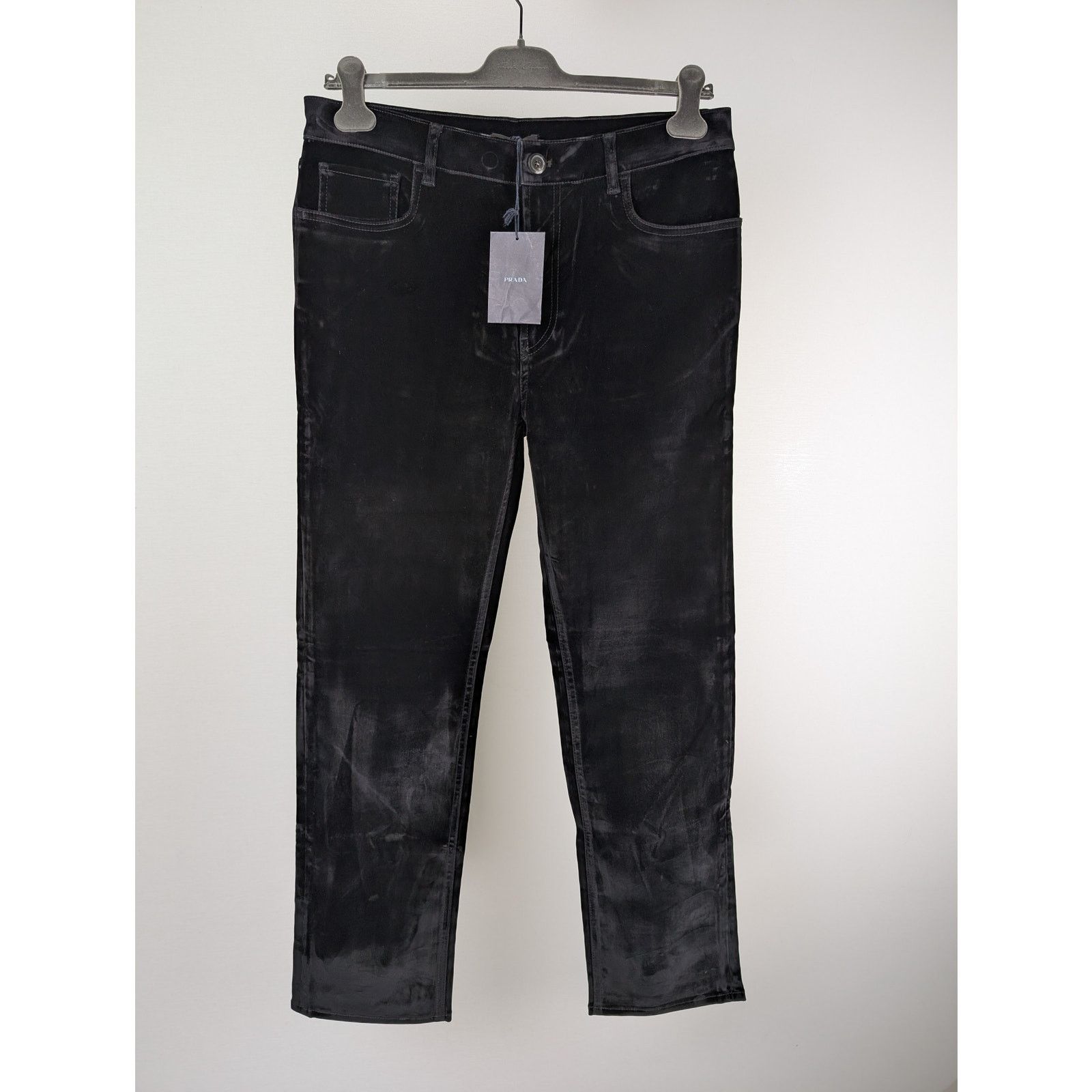 Prada o1rshd1 Velvet Denim Jean Pants in Nero Size US 32 / EU 48 - 9 Thumbnail