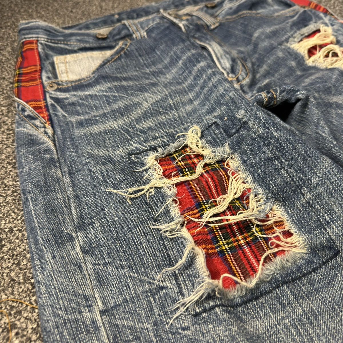Japanese Distressed Plaid Patchwork Hysteric Glamour Style